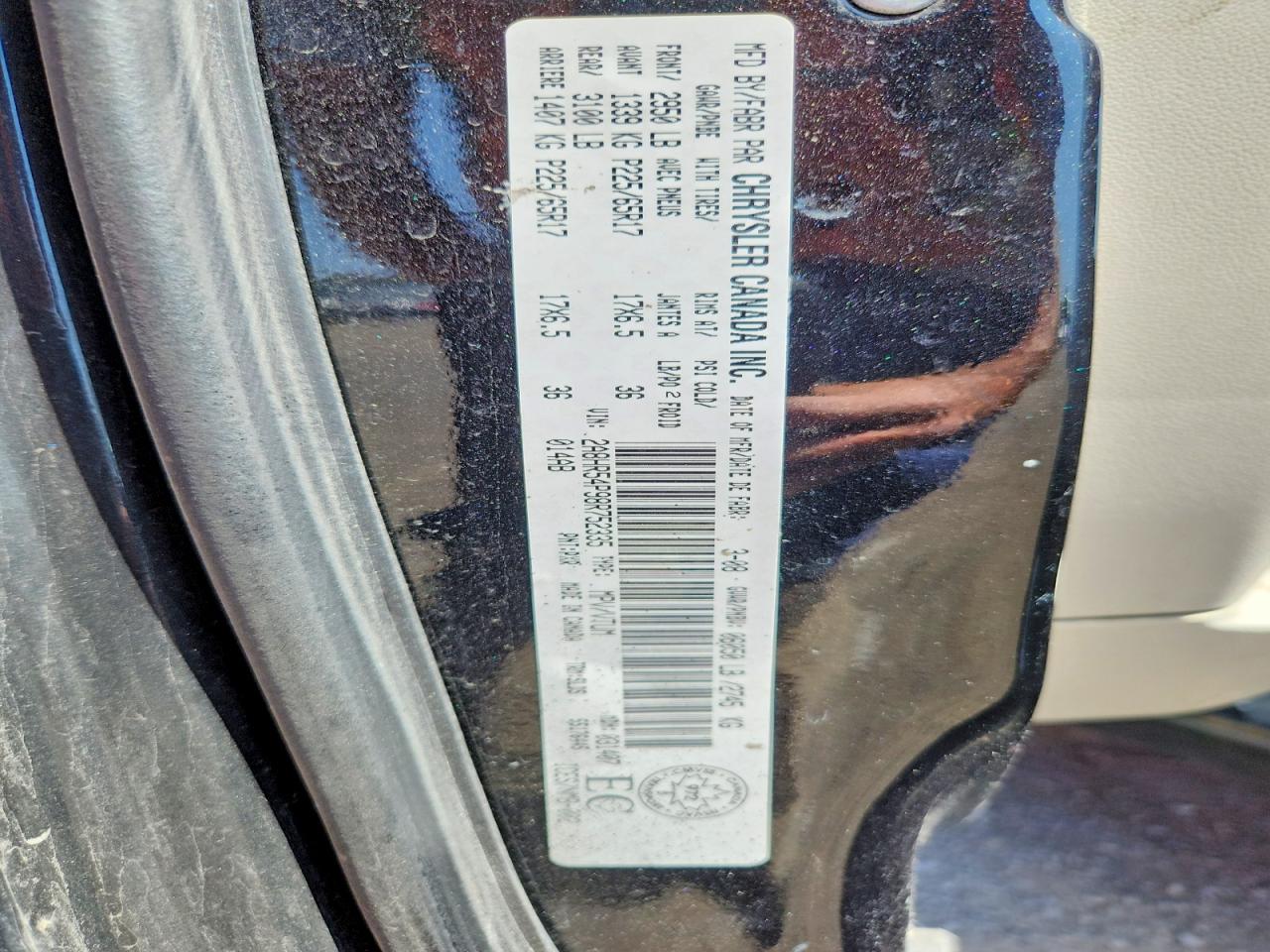2008 Chrysler Town & Country Touring Black vin: 2A8HR54P98R752335