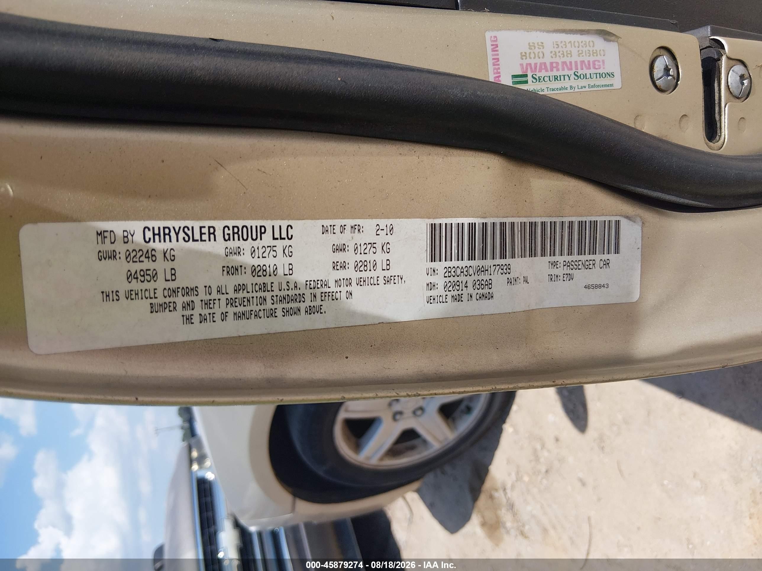 2010 Dodge Charger Sxt Gold vin: 2B3CA3CV0AH177939