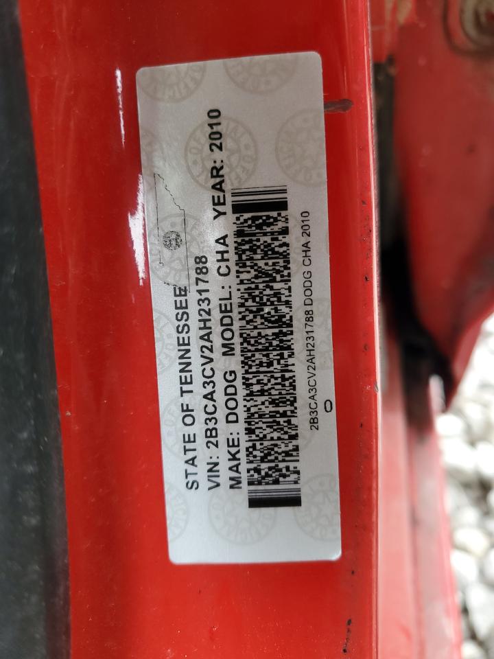 2010 Dodge Charger Sxt Red vin: 2B3CA3CV2AH231788