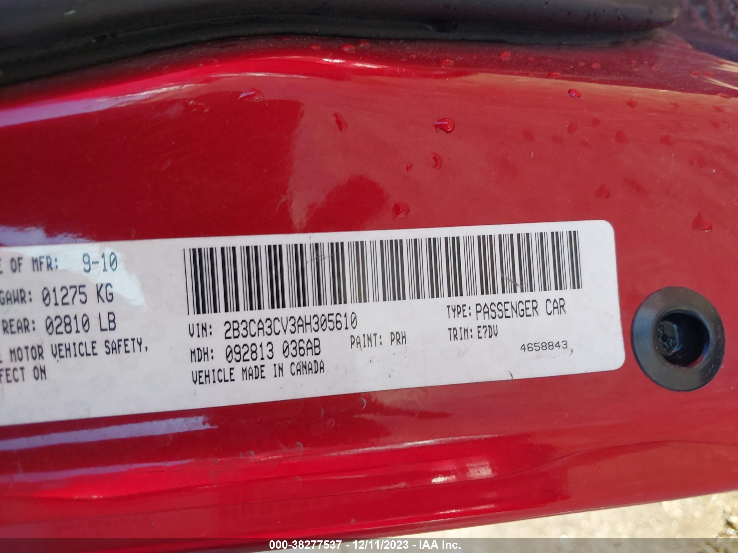 2010 Dodge Charger Sxt Red vin: 2B3CA3CV3AH305610