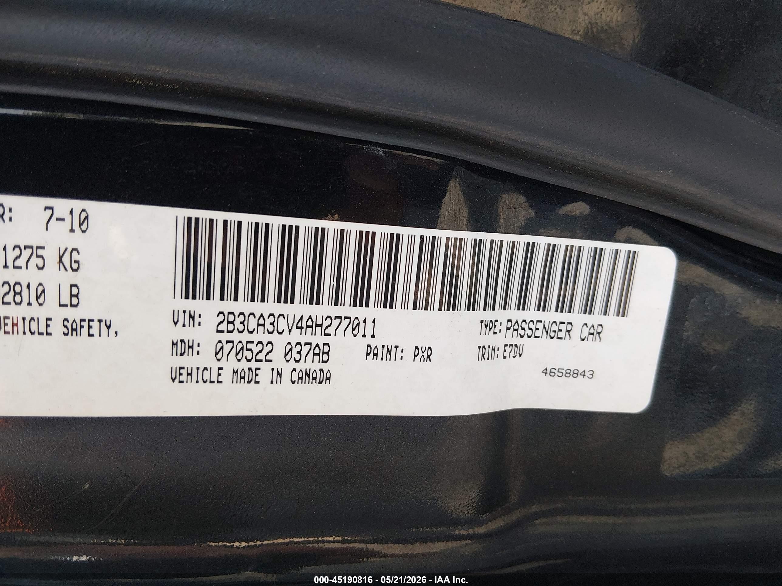 2010 Dodge Charger Sxt Black vin: 2B3CA3CV4AH277011