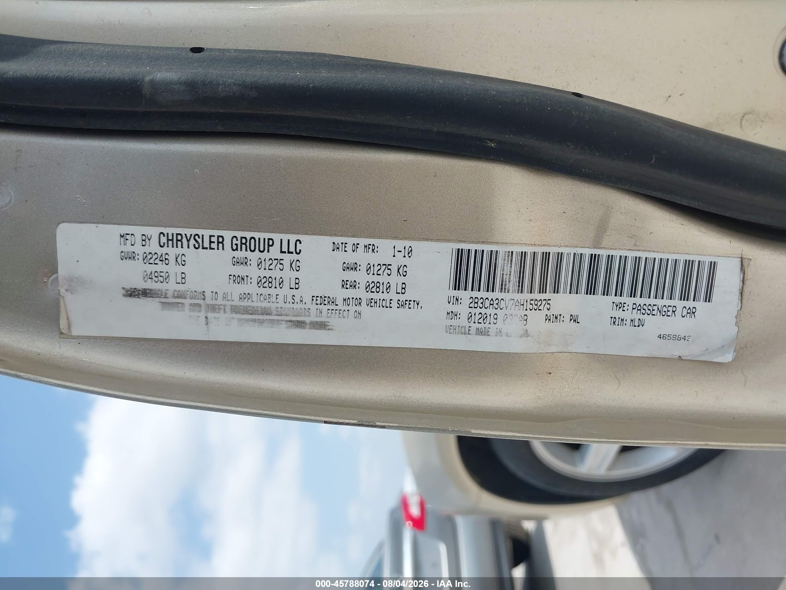 2010 Dodge Charger Sxt Beige vin: 2B3CA3CV7AH159275