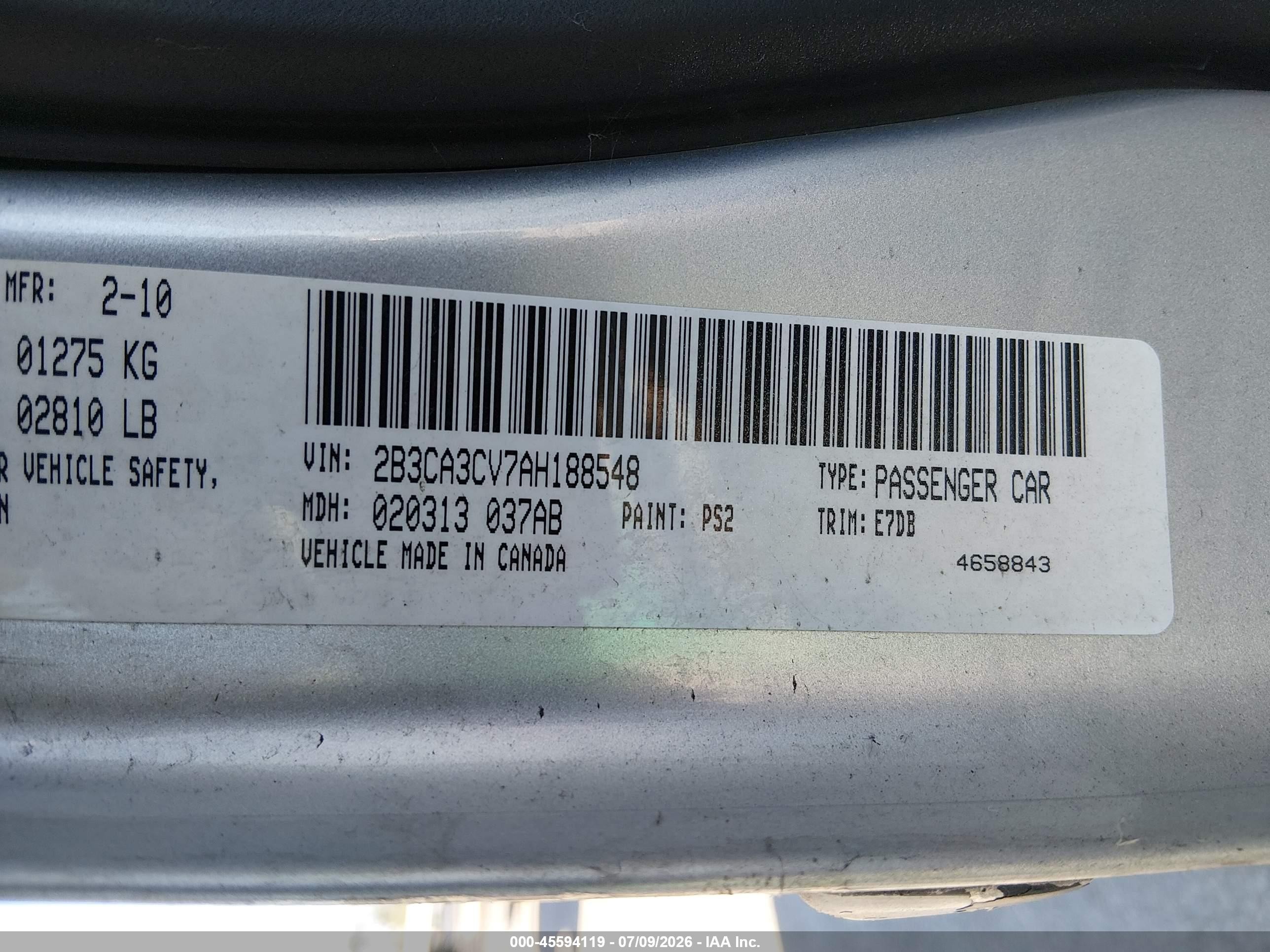 2010 Dodge Charger Sxt Silver vin: 2B3CA3CV7AH188548