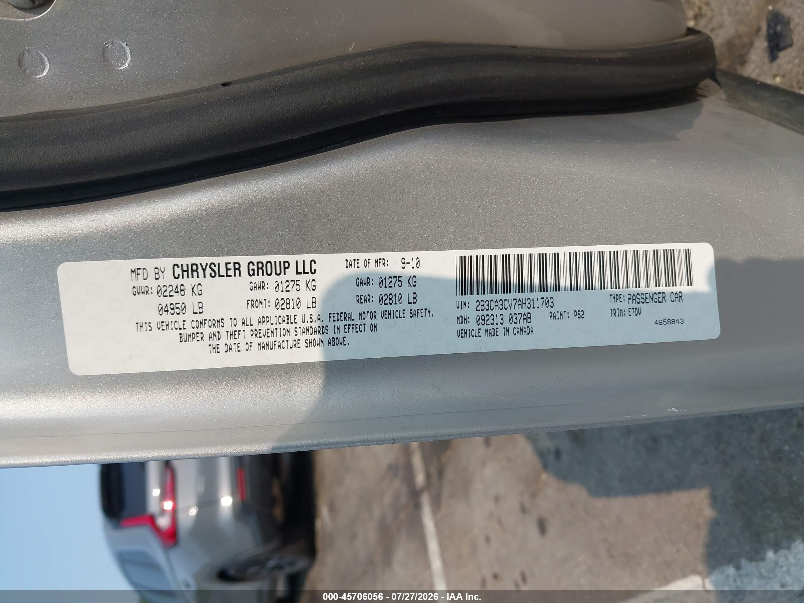 2010 Dodge Charger Sxt Silver vin: 2B3CA3CV7AH311703