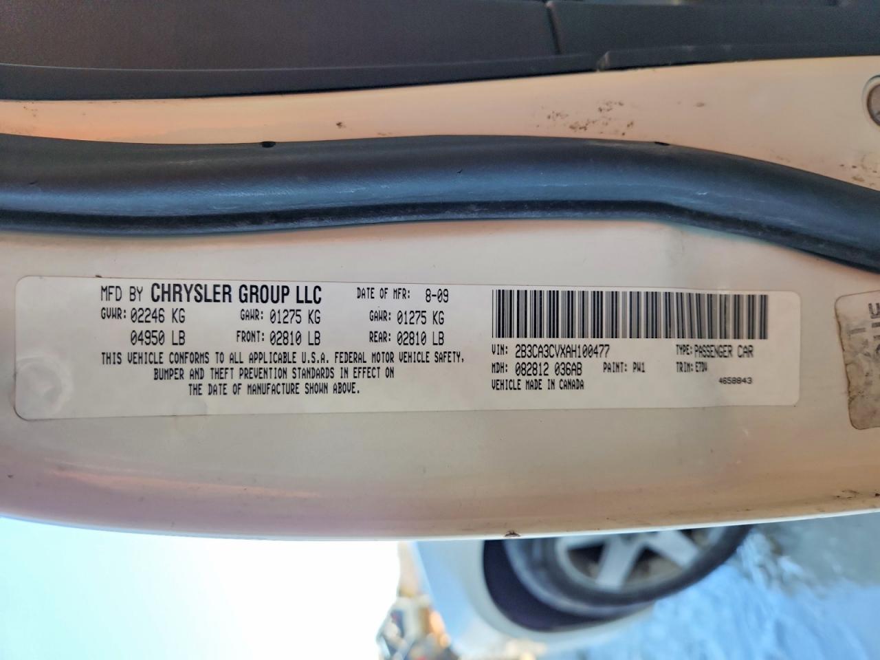 2010 Dodge Charger Sxt White vin: 2B3CA3CVXAH100477