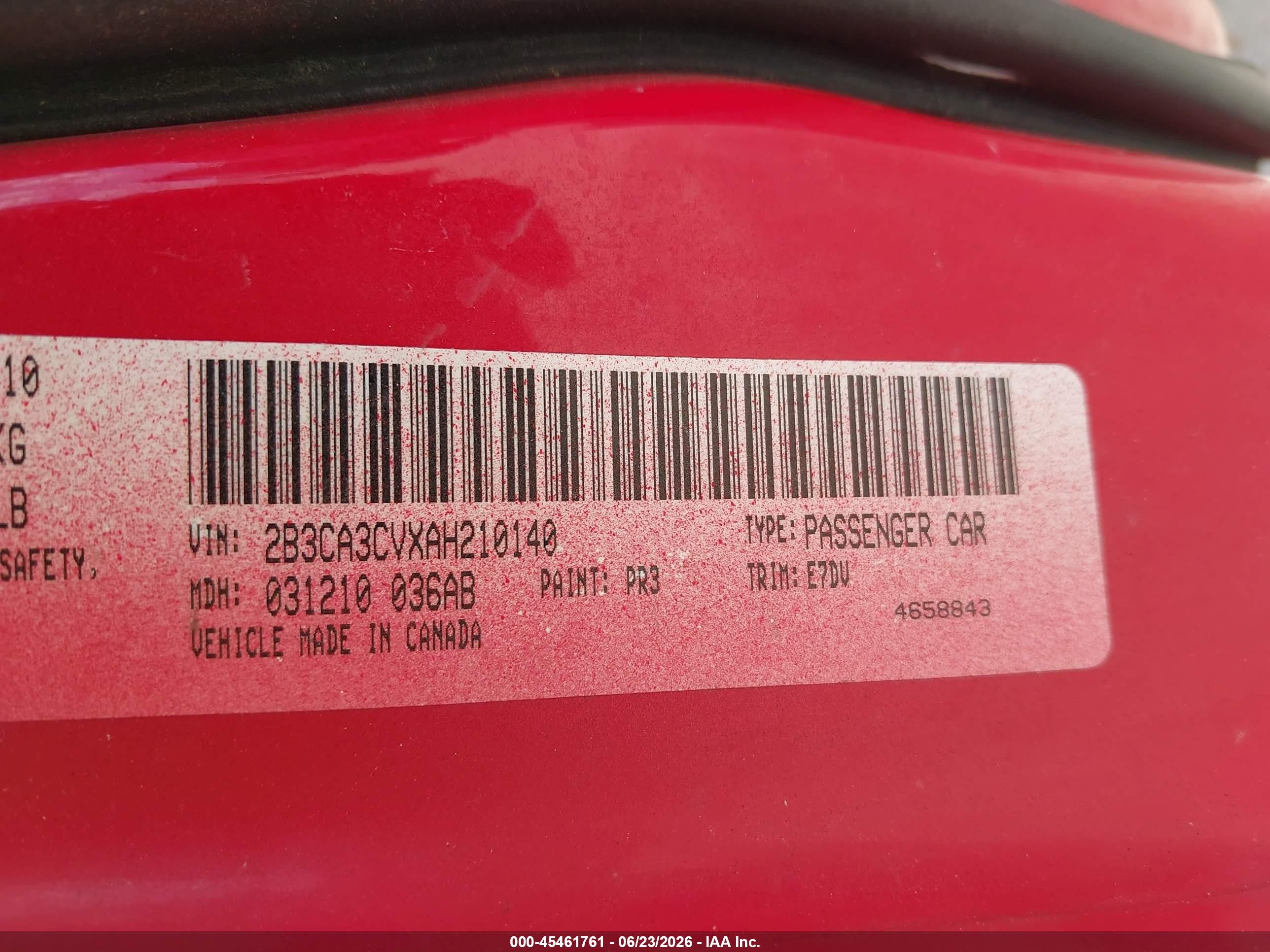 2010 Dodge Charger Sxt Red vin: 2B3CA3CVXAH210140