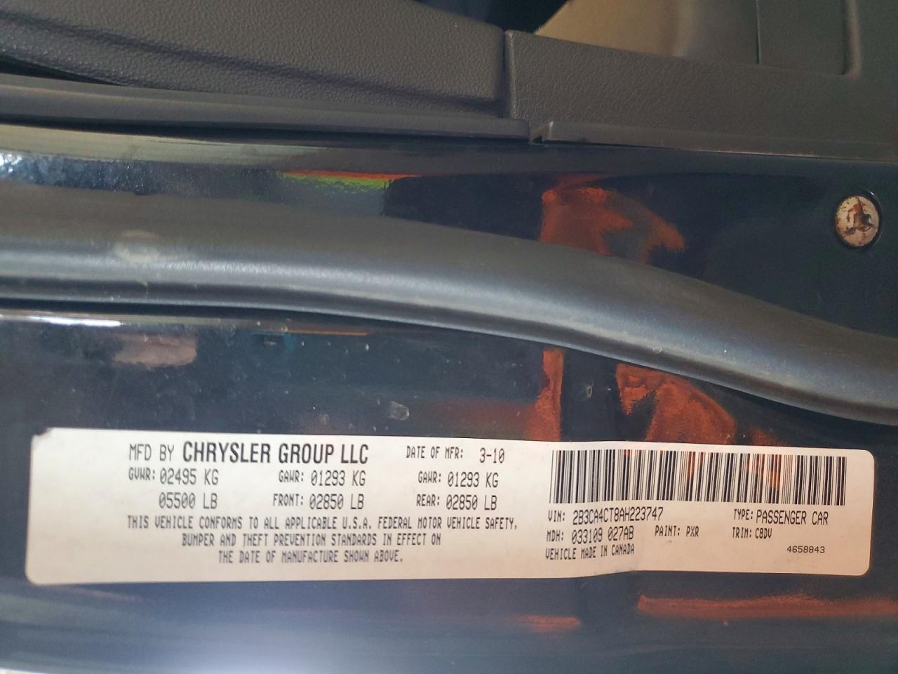 2010 Dodge Charger Black vin: 2B3CA4CT8AH223747