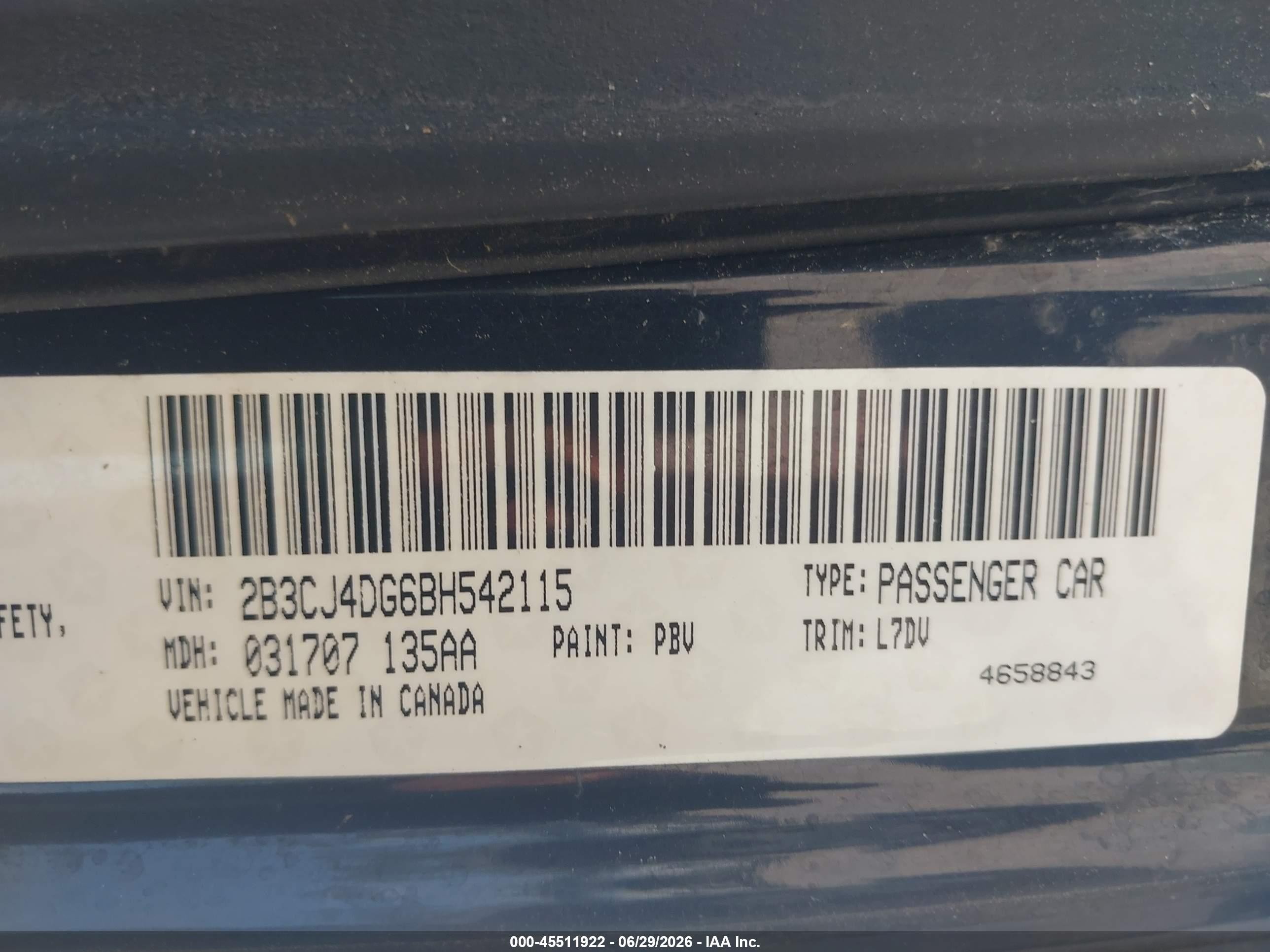 2011 Dodge Challenger   Black vin: 2B3CJ4DG6BH542115
