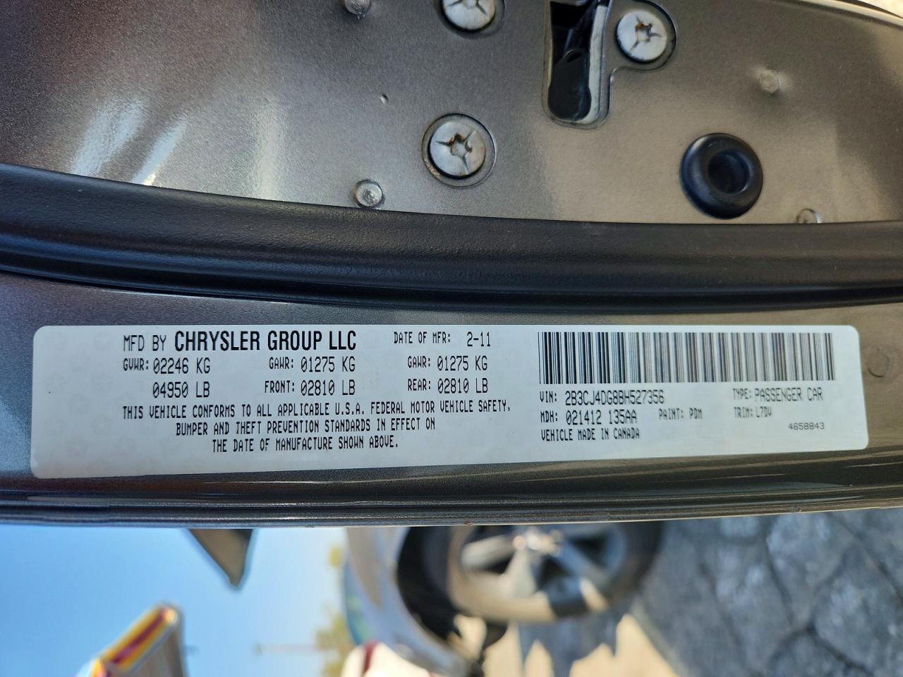 2011 Dodge Challenger Gray vin: 2B3CJ4DG8BH527356