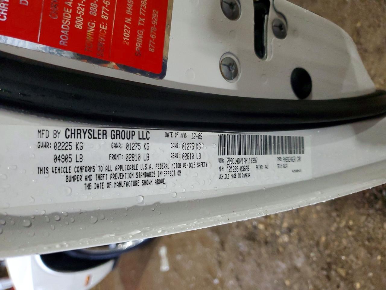 2010 Dodge Challenger Se White vin: 2B3CJ4DV1AH110397