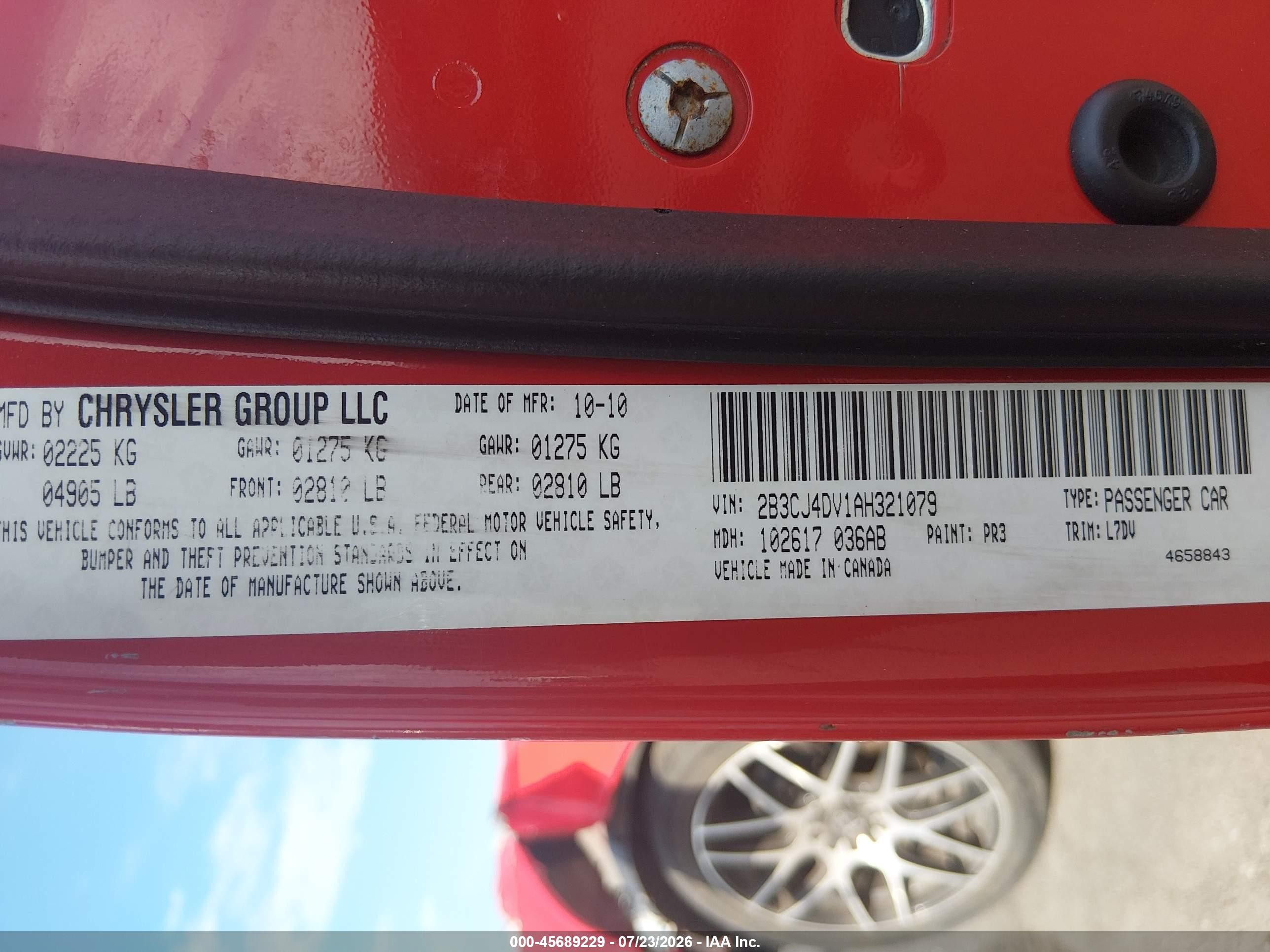 2010 Dodge Challenger Se Red vin: 2B3CJ4DV1AH321079