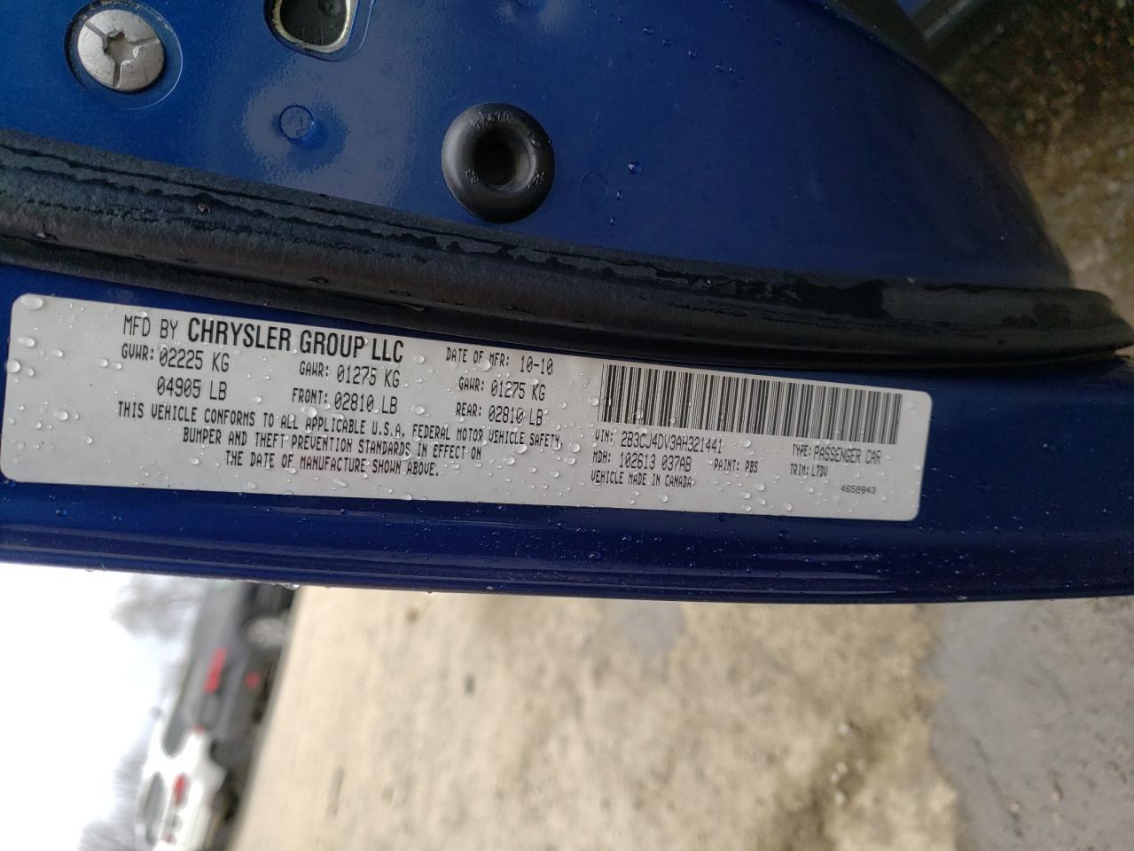 2010 Dodge Challenger Se Blue vin: 2B3CJ4DV3AH321441