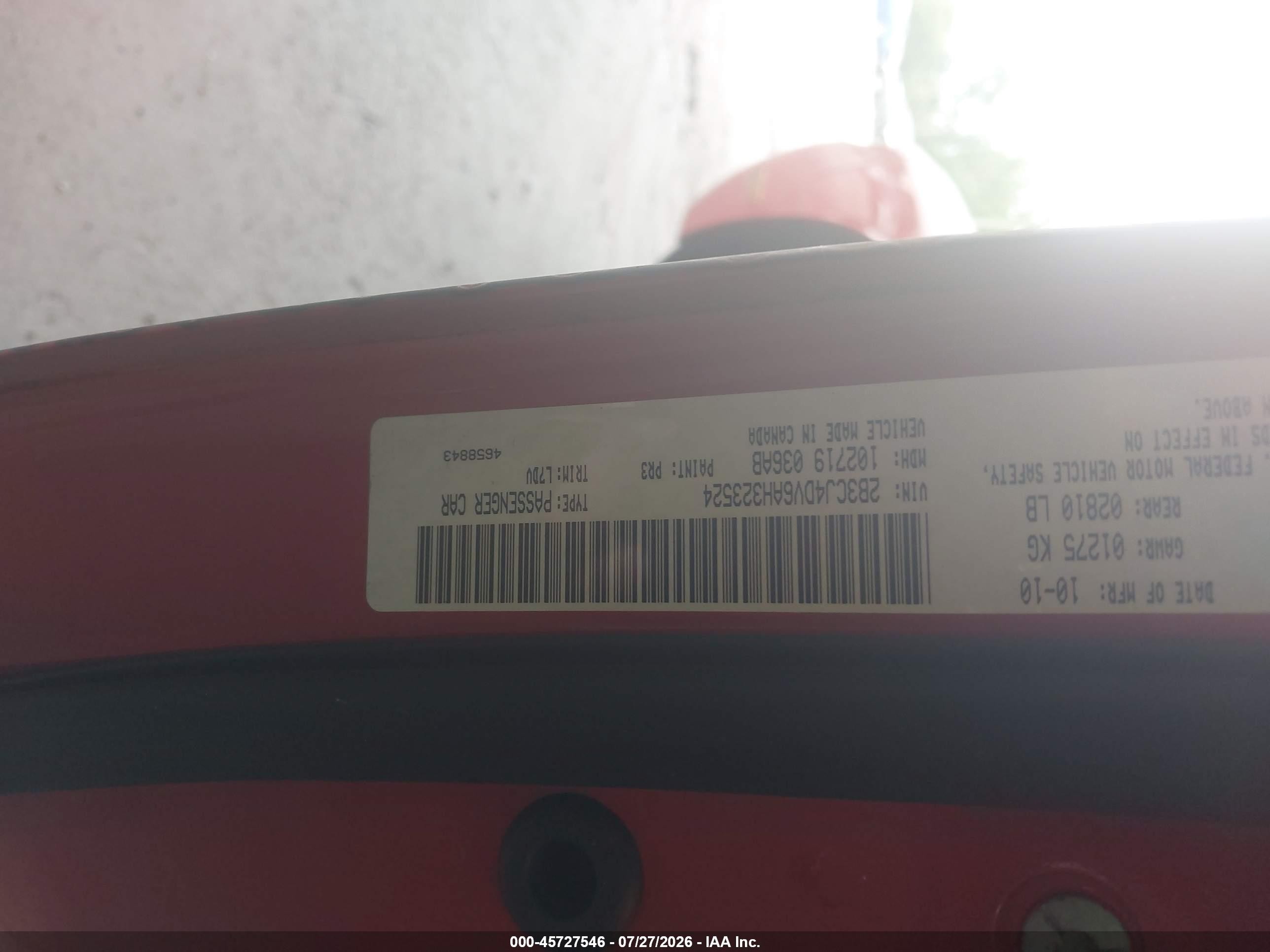 2010 Dodge Challenger Se Красный vin: 2B3CJ4DV6AH323524