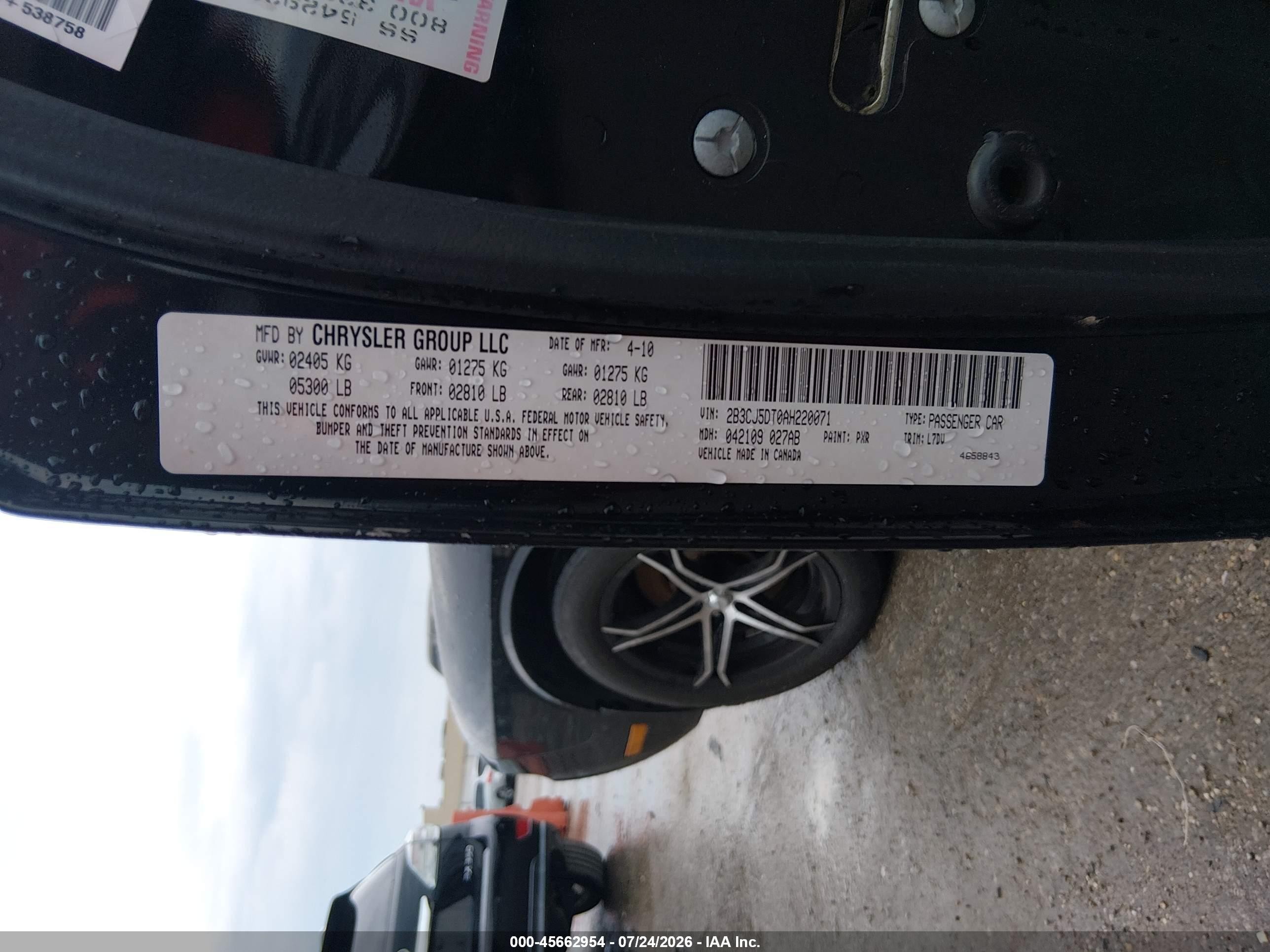 2010 Dodge Challenger R/t Black vin: 2B3CJ5DT0AH220071