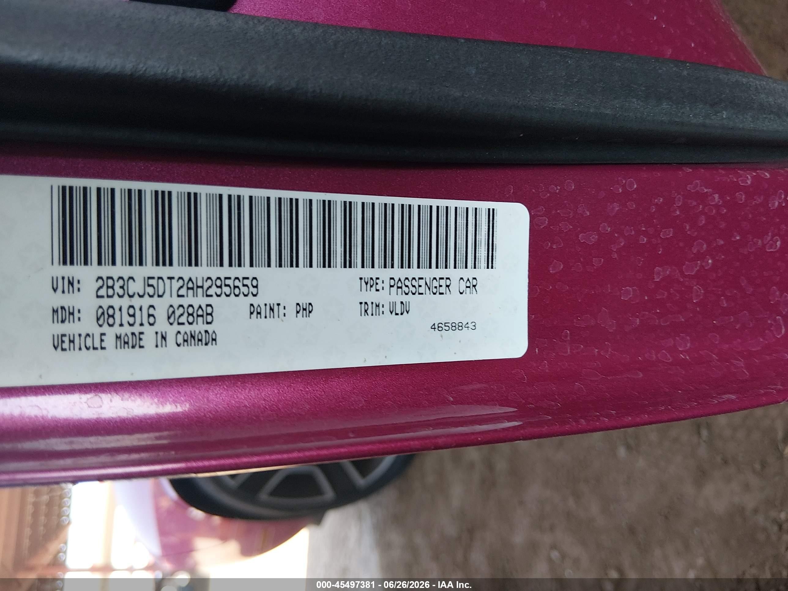 2010 Dodge Challenger R/t Pink vin: 2B3CJ5DT2AH295659