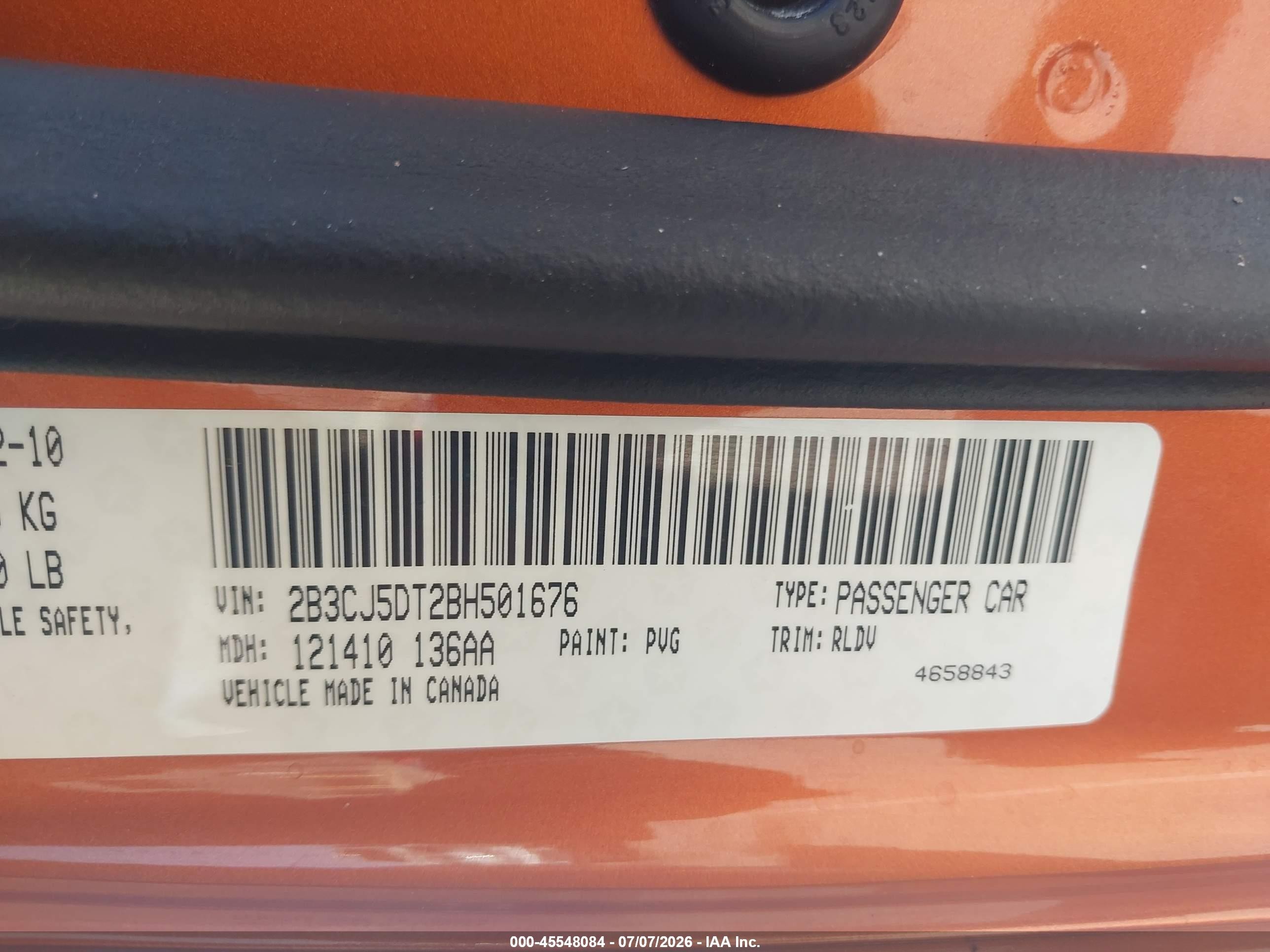 2011 Dodge Challenger R/t Orange vin: 2B3CJ5DT2BH501676