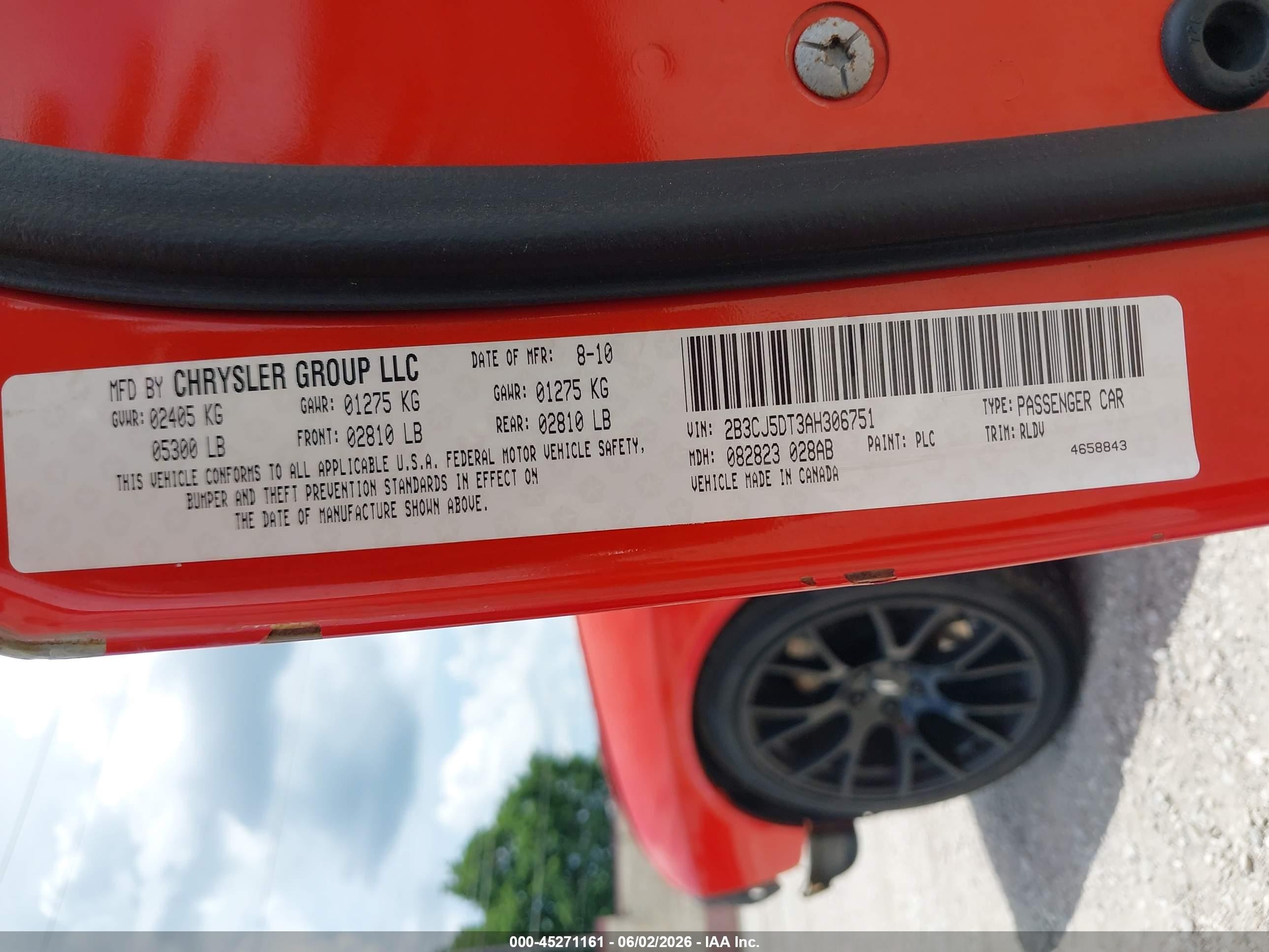 2010 Dodge Challenger R/t Orange vin: 2B3CJ5DT3AH306751
