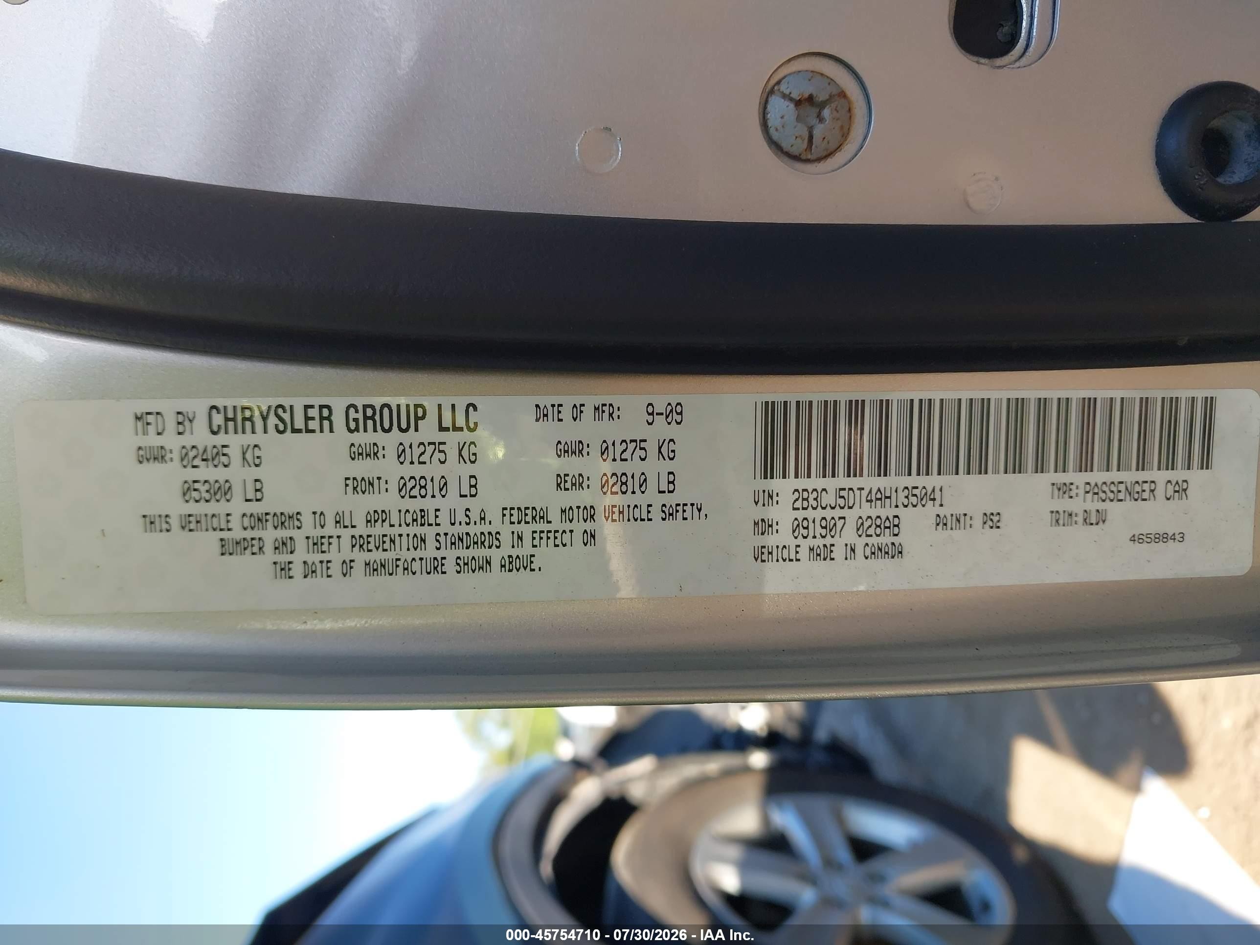 2010 Dodge Challenger R/t Silver vin: 2B3CJ5DT4AH135041