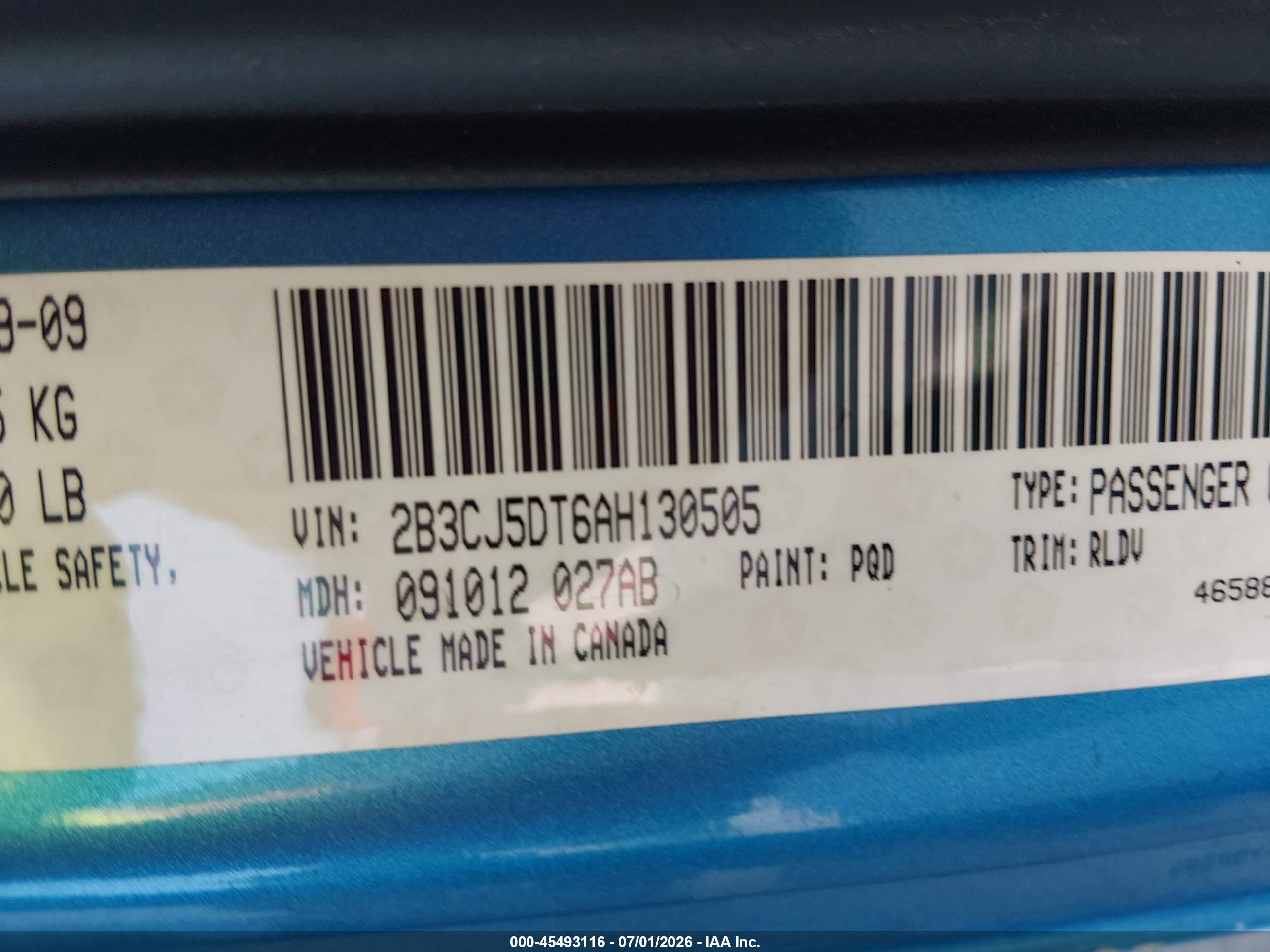 2010 Dodge Challenger R/t Blue vin: 2B3CJ5DT6AH130505