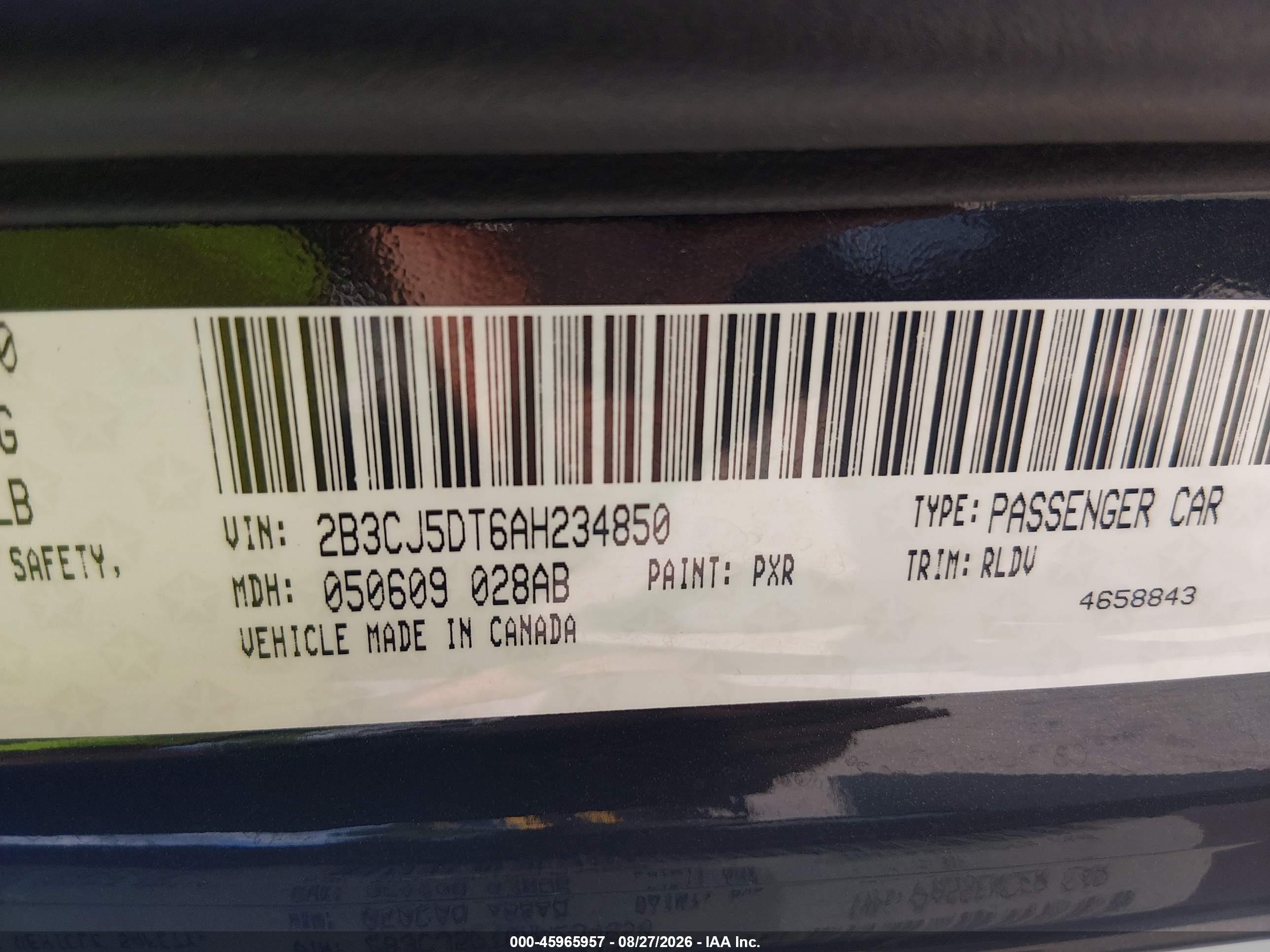 2010 Dodge Challenger R/t Black vin: 2B3CJ5DT6AH234850