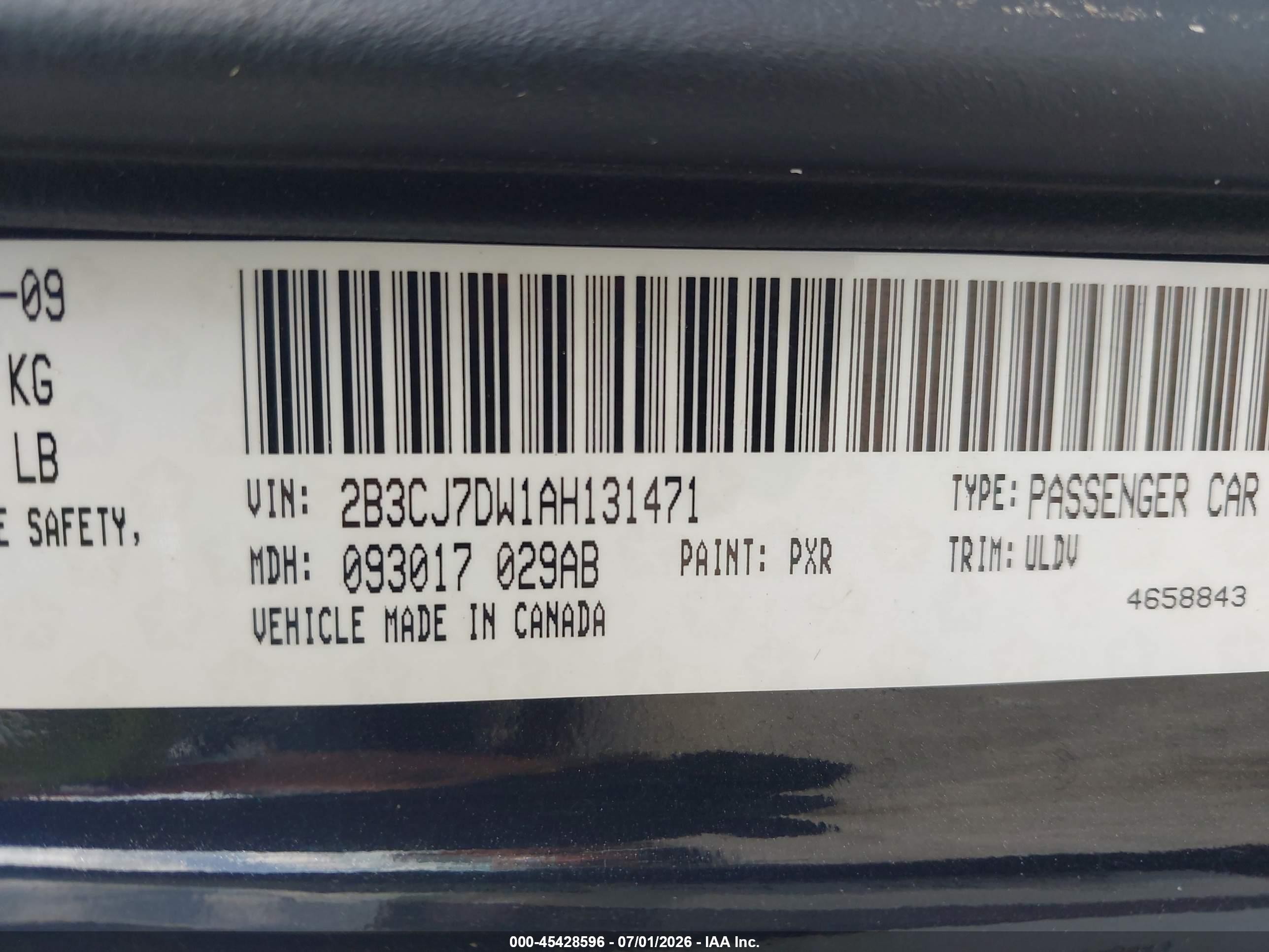 2010 Dodge Challenger Srt8 Black vin: 2B3CJ7DW1AH131471