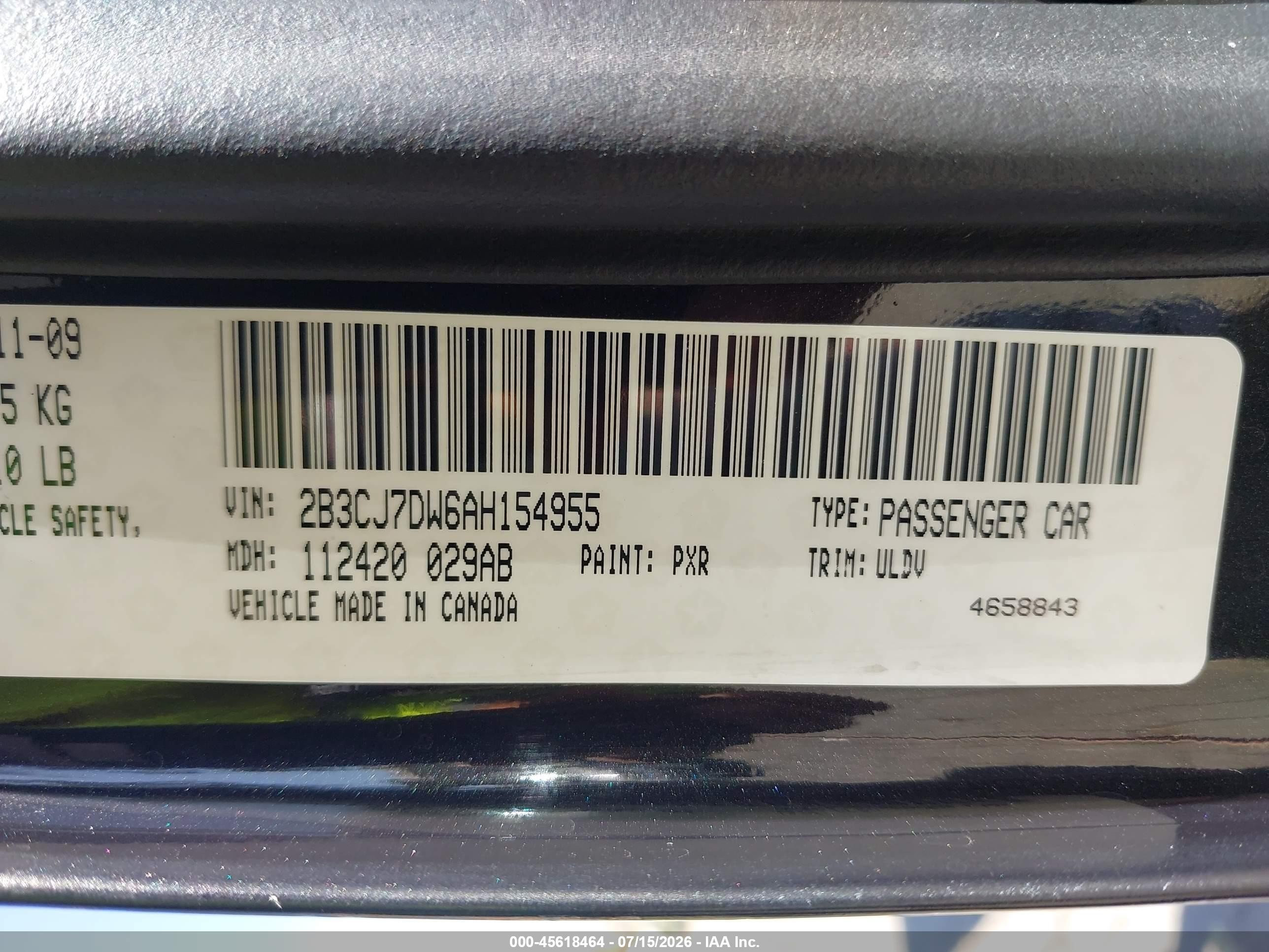 2010 Dodge Challenger Srt8 Black vin: 2B3CJ7DW6AH154955