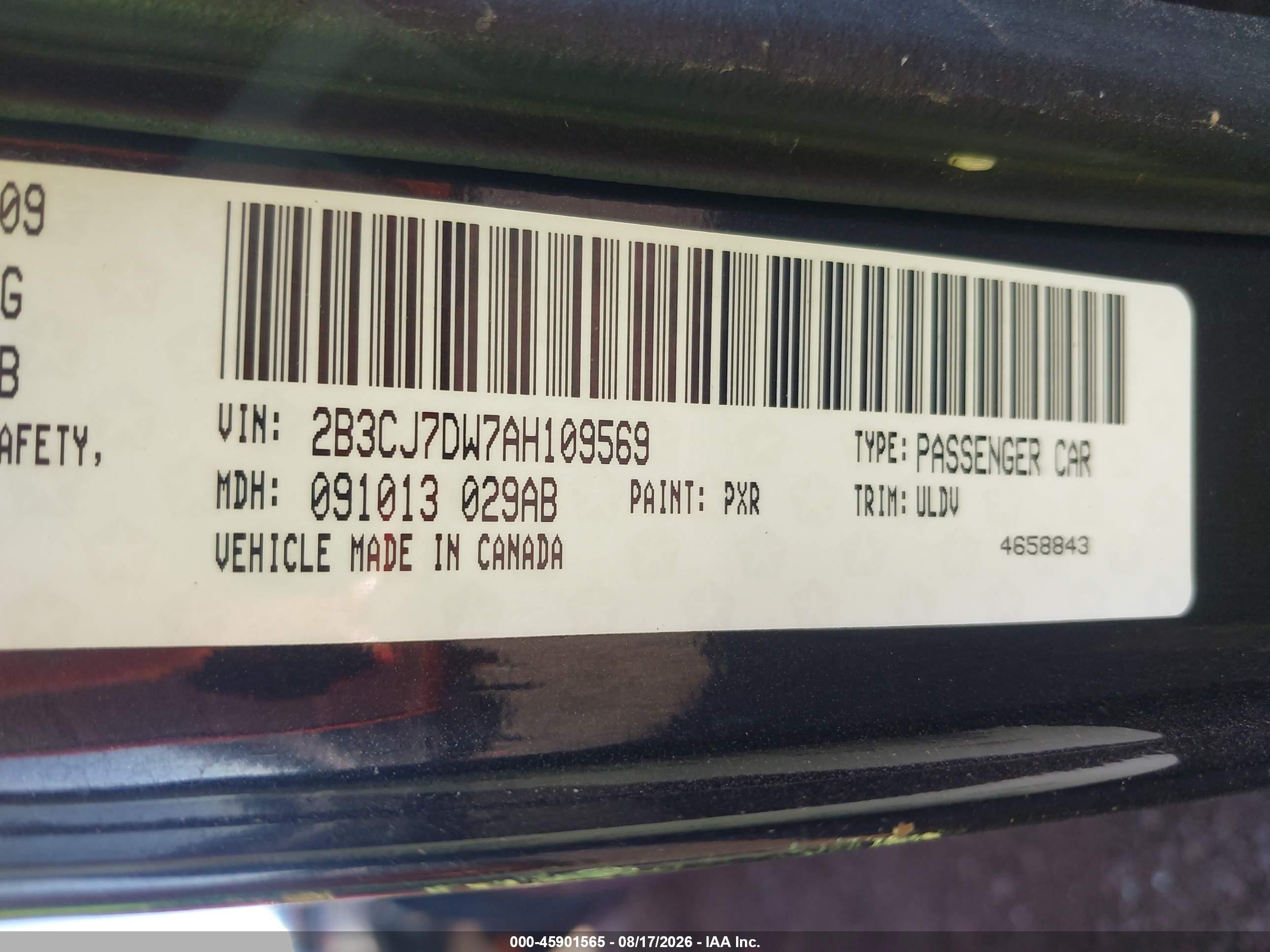 2010 Dodge Challenger Srt8 Black vin: 2B3CJ7DW7AH109569