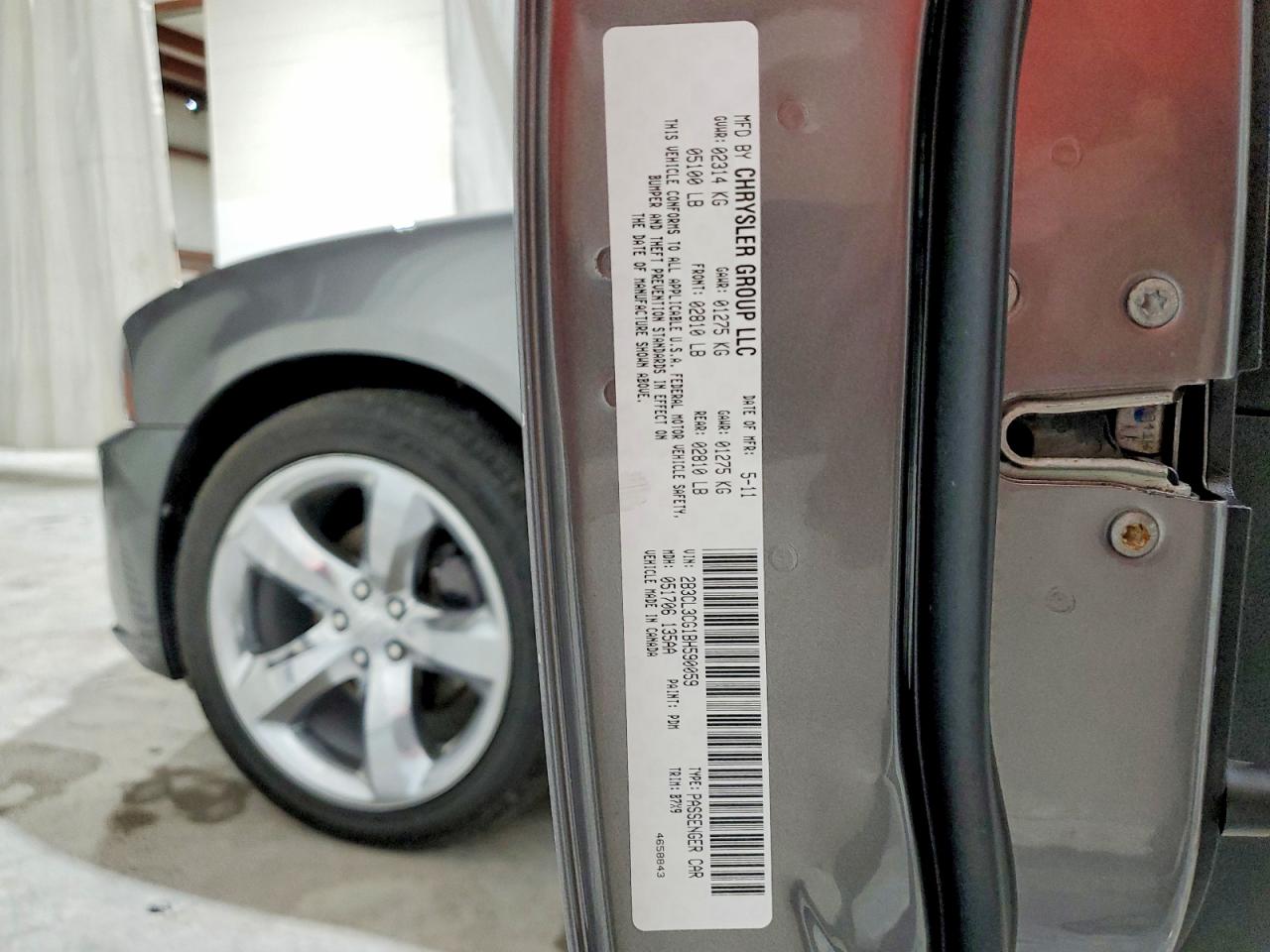 2011 Dodge Charger Gray vin: 2B3CL3CG1BH590059