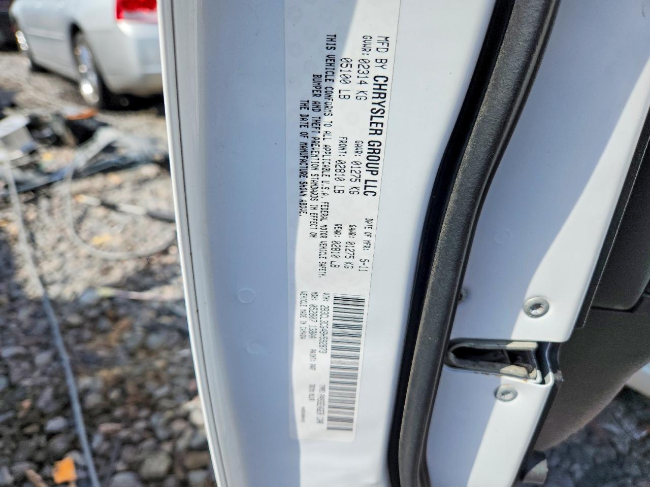 2011 Dodge Charger White vin: 2B3CL3CG4BH592873