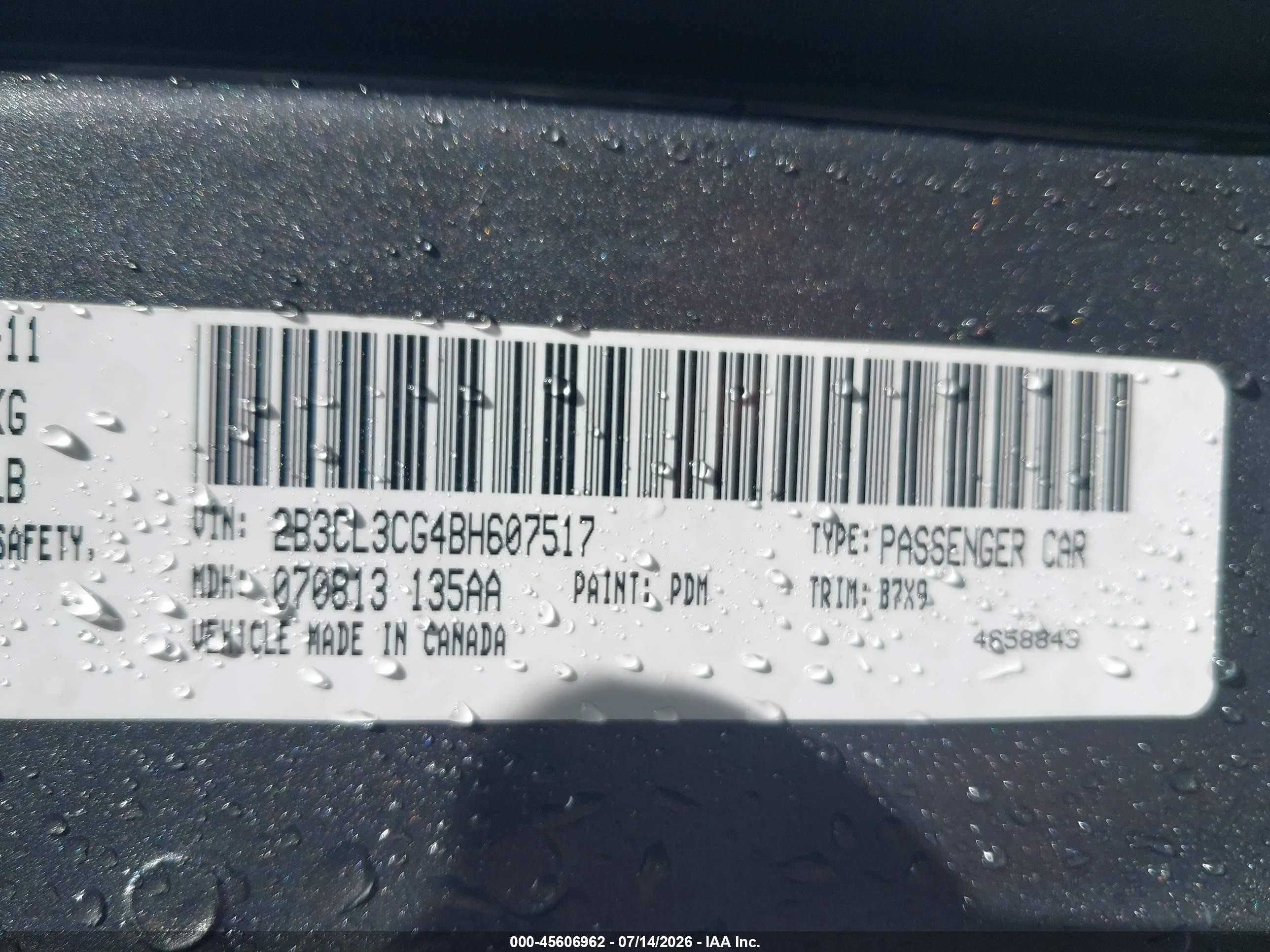 2011 Dodge Charger   Gray vin: 2B3CL3CG4BH607517