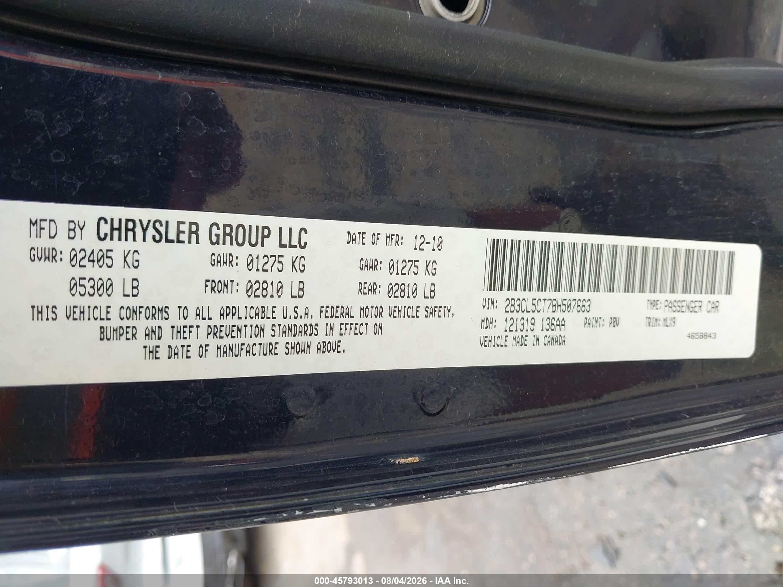 2011 Dodge Charger R/t Blue vin: 2B3CL5CT7BH507663