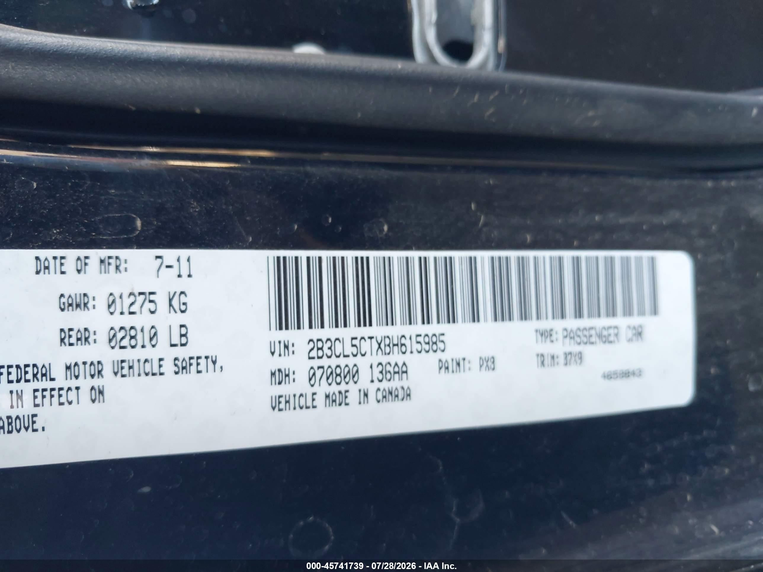 2011 Dodge Charger R/t Black vin: 2B3CL5CTXBH615985