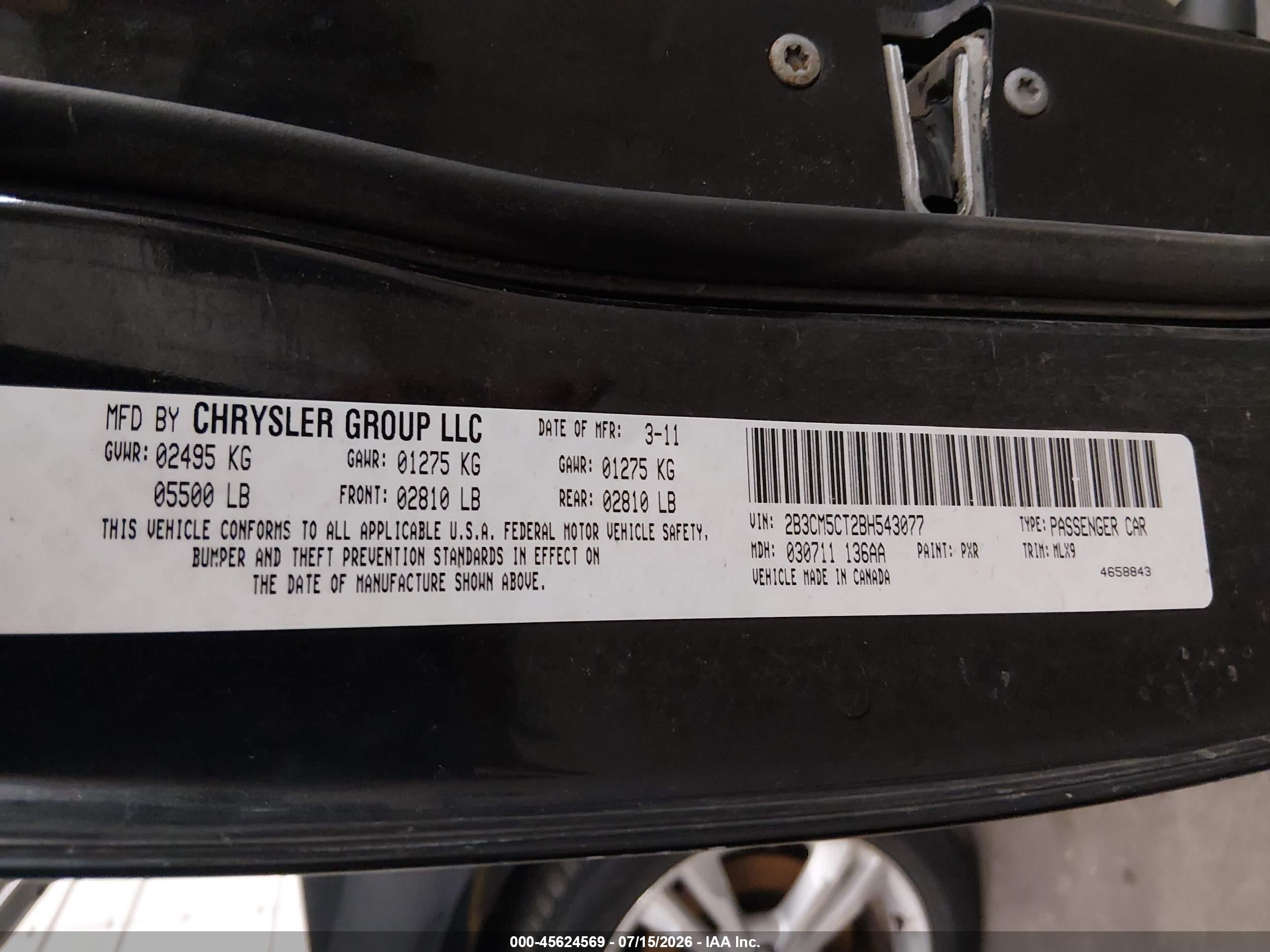 2011 Dodge Charger R/t Black vin: 2B3CM5CT2BH543077