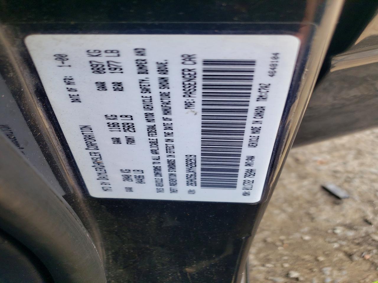 2000 Dodge Intrepid Es Black vin: 2B3HD56JXYH282919
