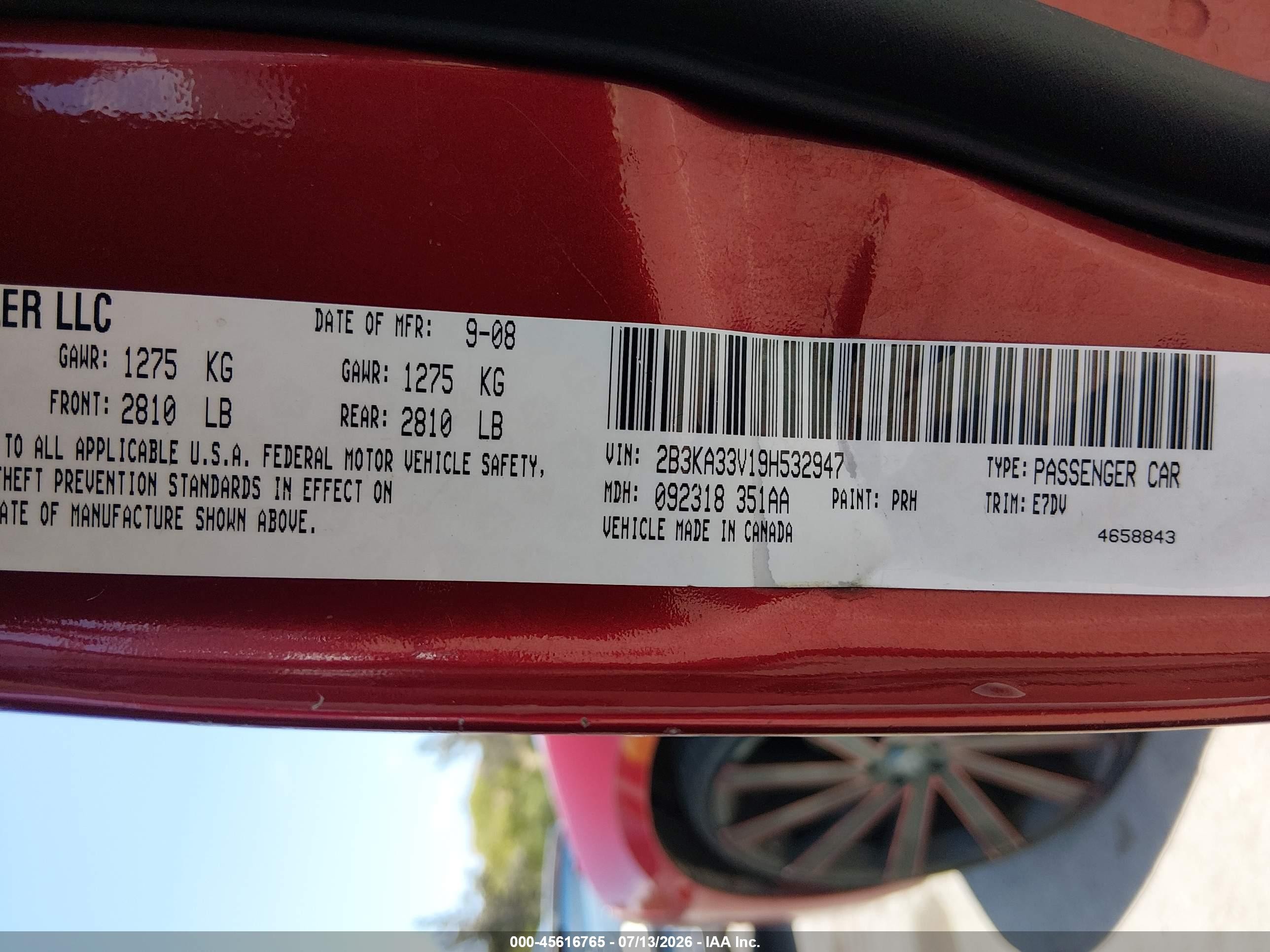 2009 Dodge Charger Sxt Red vin: 2B3KA33V19H532947