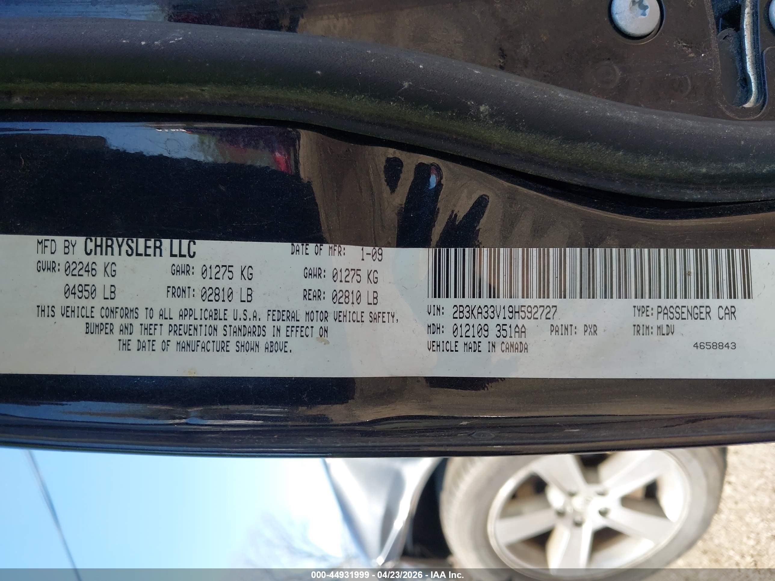 2009 Dodge Charger Sxt Black vin: 2B3KA33V19H592727