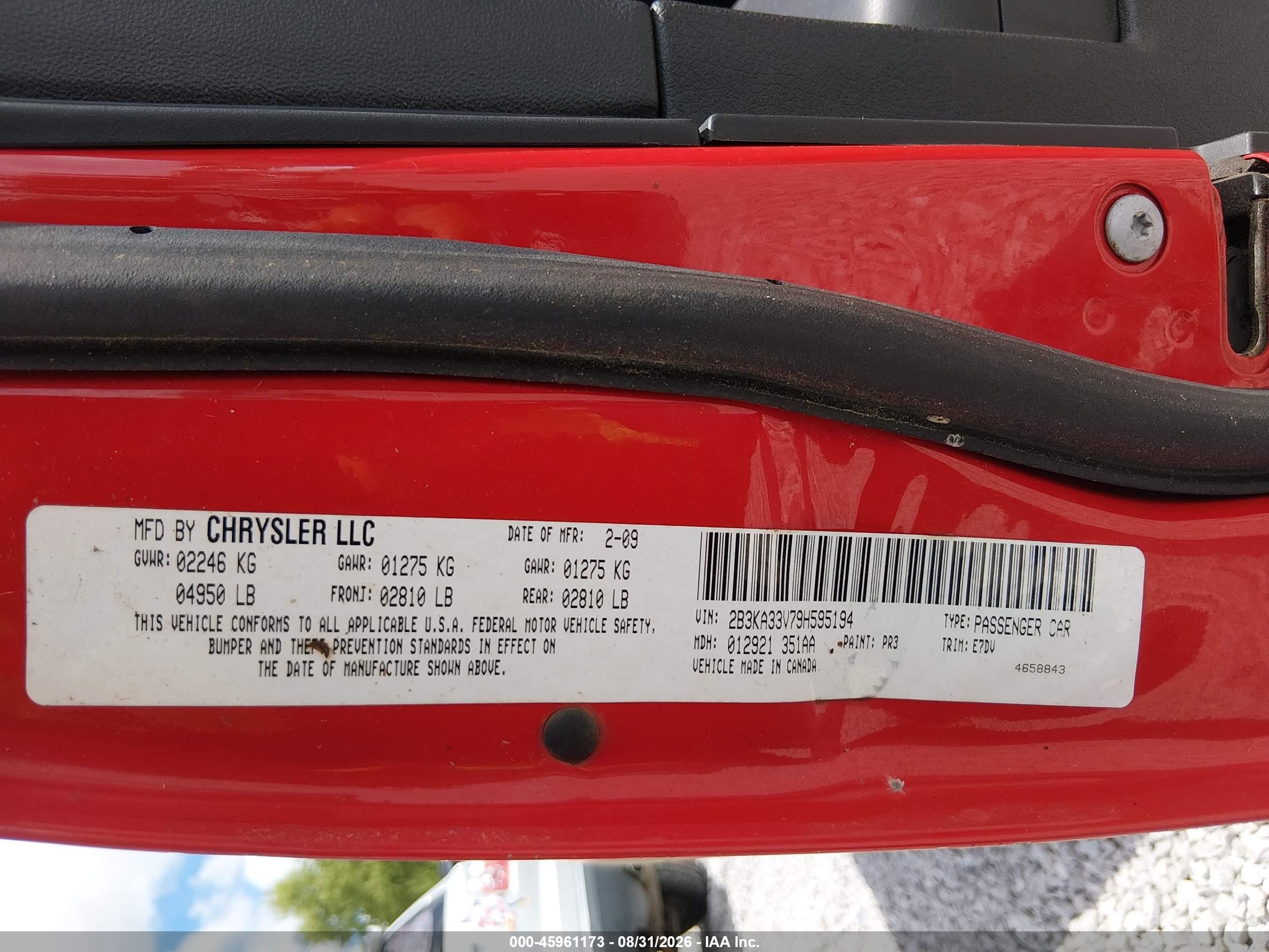 2009 Dodge Charger Sxt Red vin: 2B3KA33V79H595194