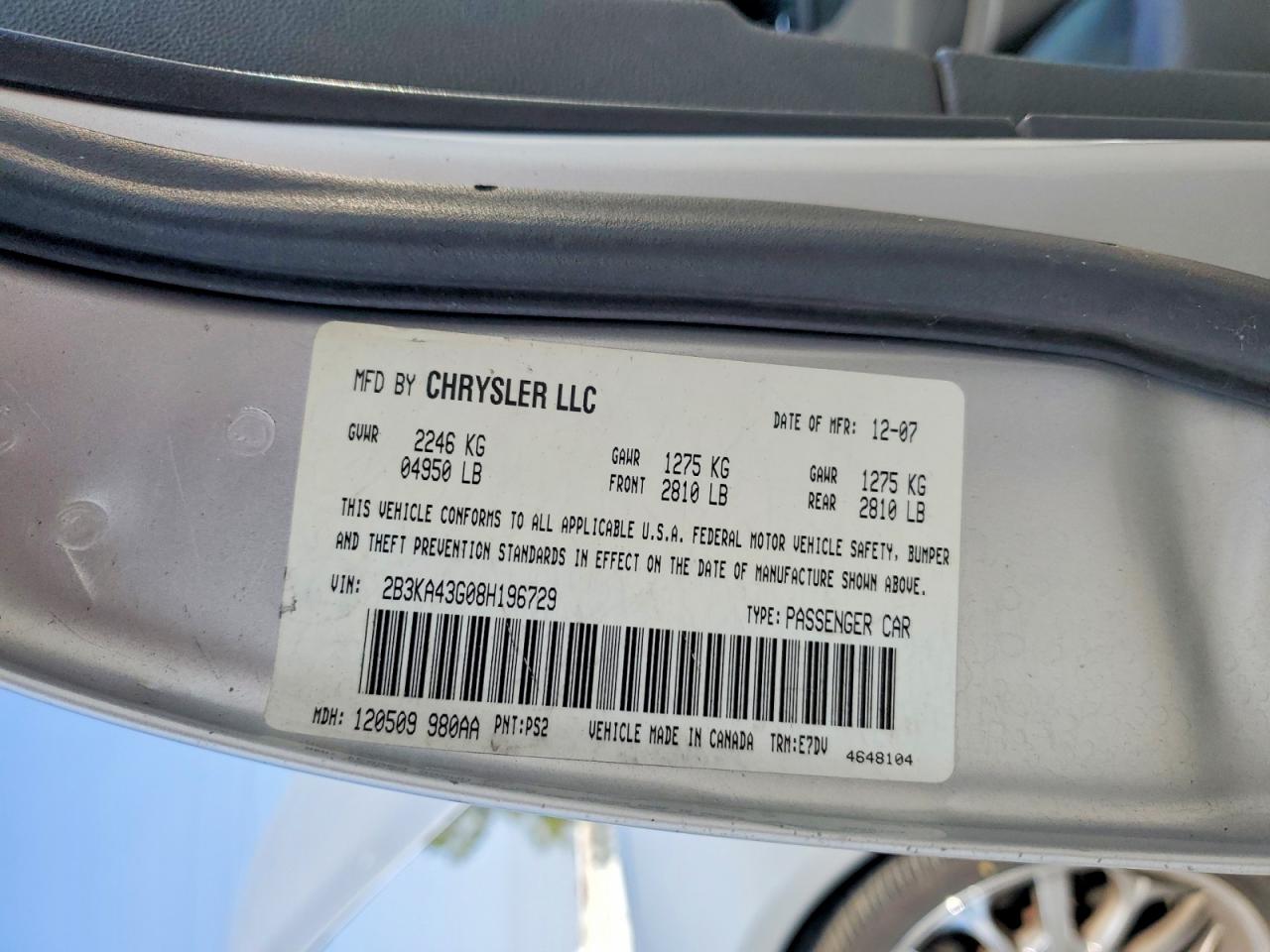 2008 Dodge Charger Silver vin: 2B3KA43G08H196729