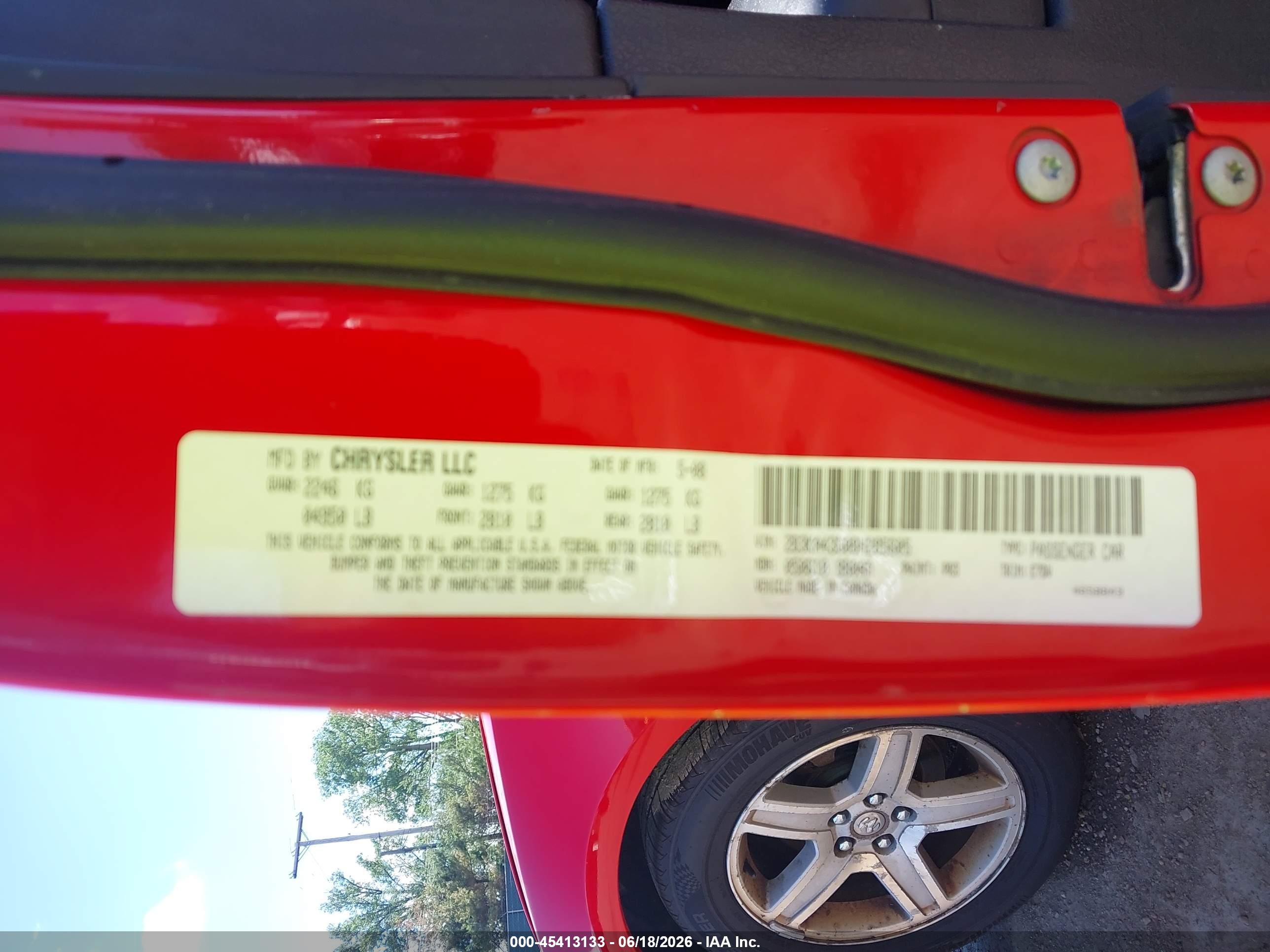 2008 Dodge Charger   Red vin: 2B3KA43G08H285605