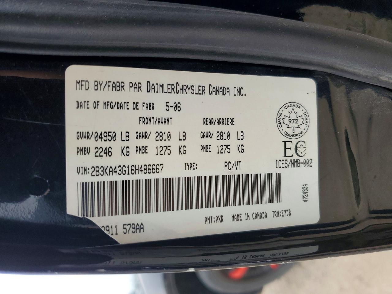 2006 Dodge Charger Se Черный vin: 2B3KA43G16H486667