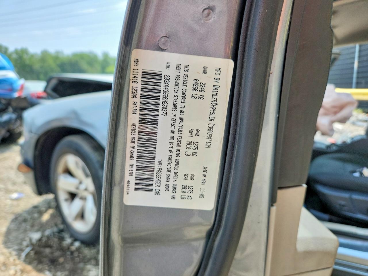2006 Dodge Charger Se/sxt Gray vin: 2B3KA43G26H260377