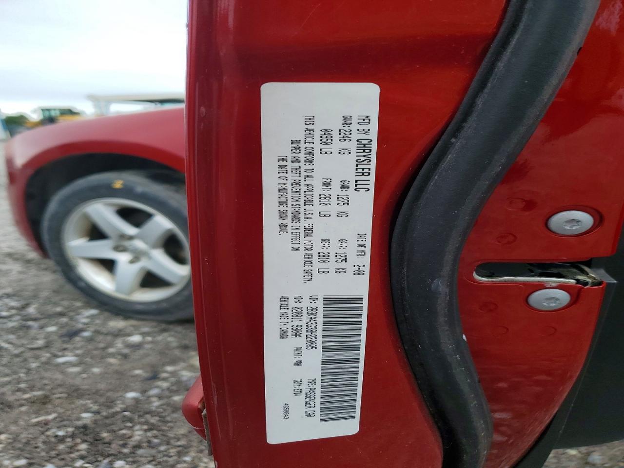2008 Dodge Charger Red vin: 2B3KA43G38H220005