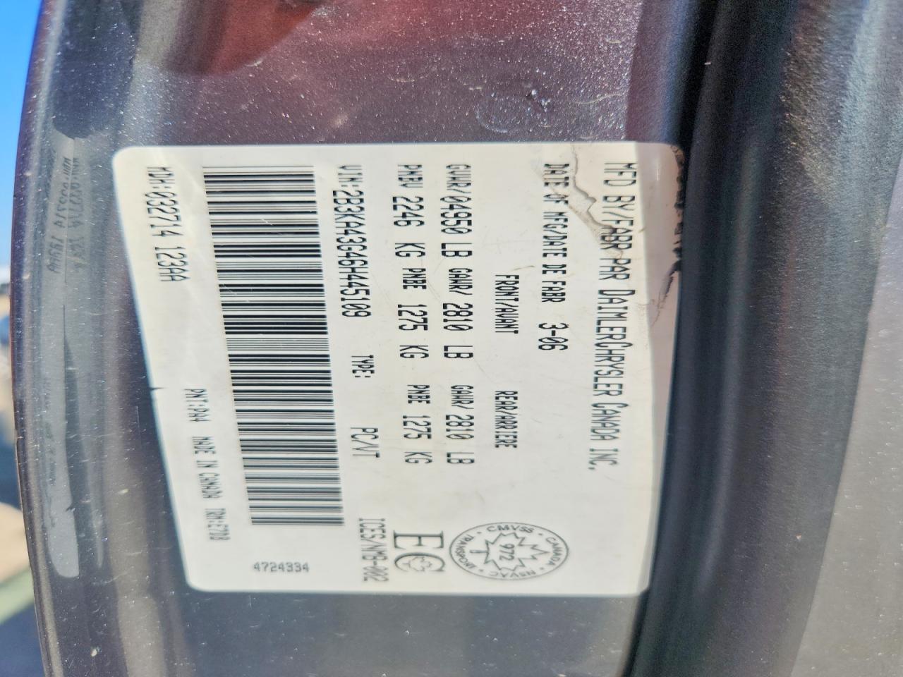2006 Dodge Charger Se Серый vin: 2B3KA43G46H445109