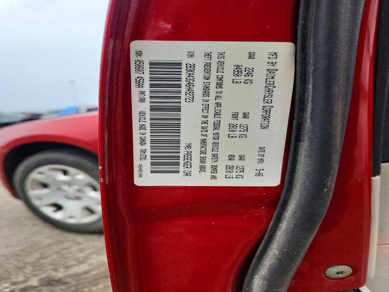 2006 Dodge Charger Se Red vin: 2B3KA43G46H492723