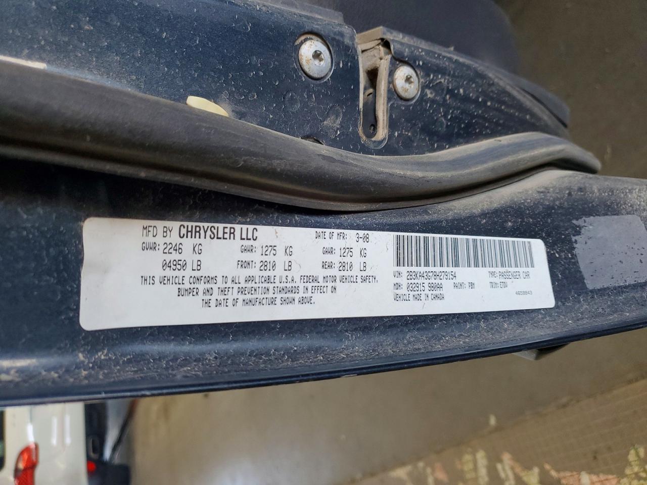 2008 Dodge Charger Charcoal vin: 2B3KA43G78H279154