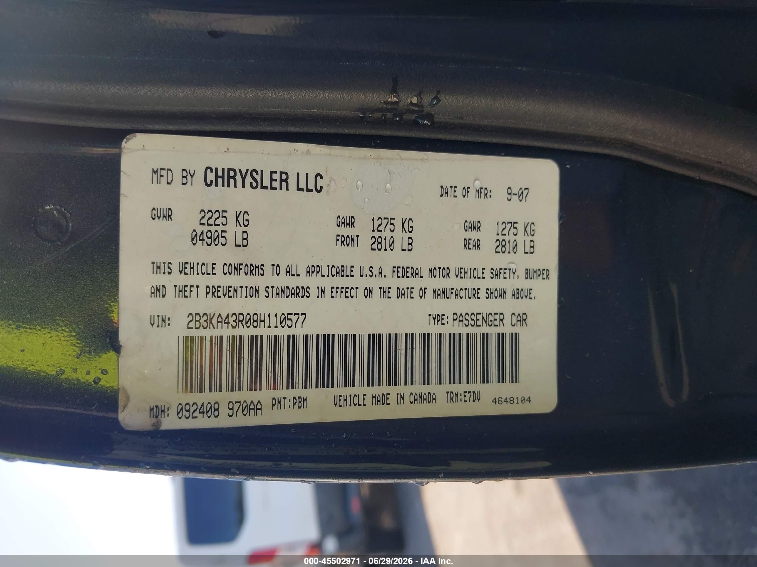 2008 Dodge Charger   Gray vin: 2B3KA43R08H110577