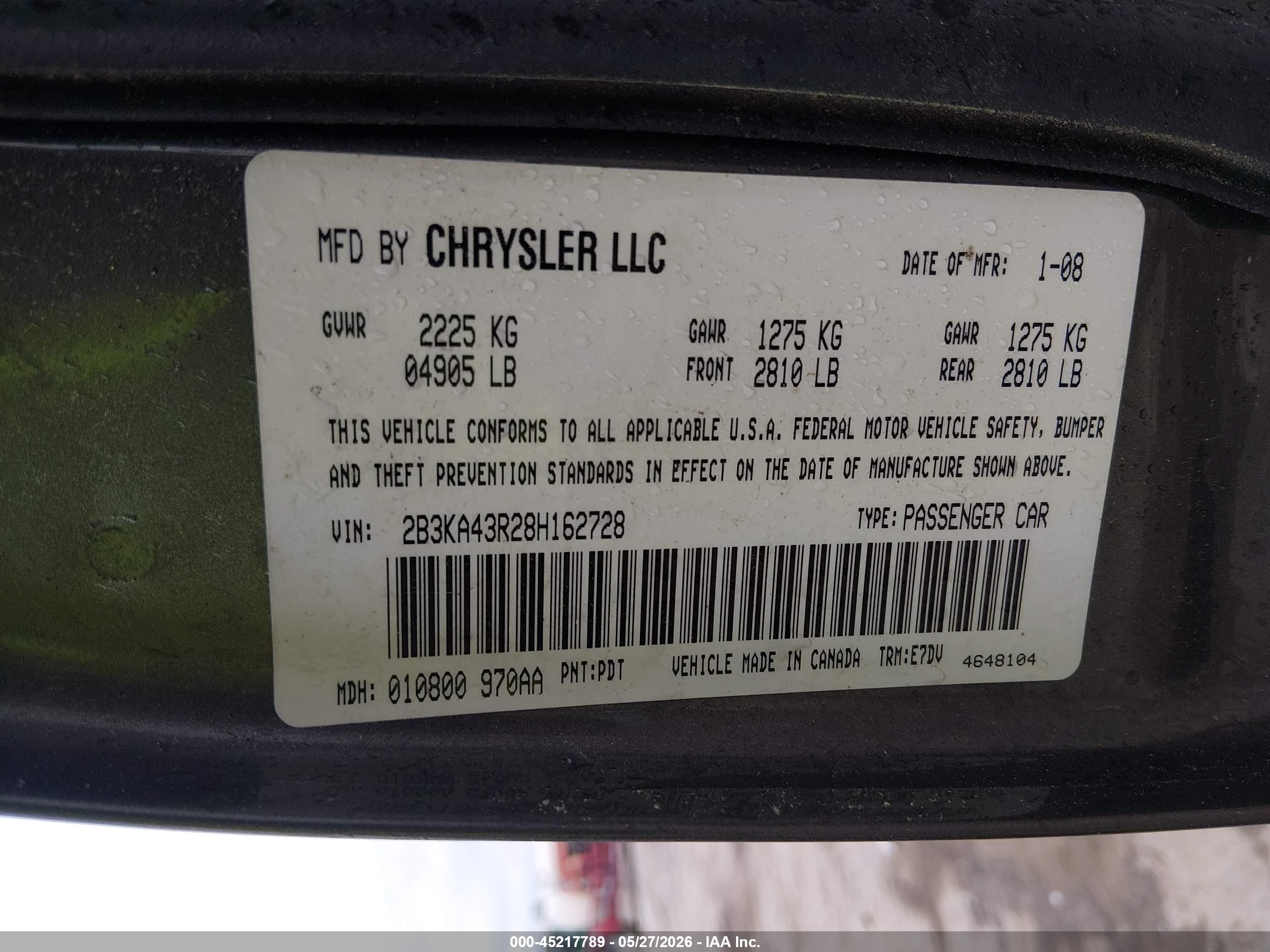2008 Dodge Charger   Gray vin: 2B3KA43R28H162728