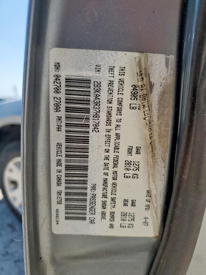 2007 Dodge Charger Gray vin: 2B3KA43R37H817042