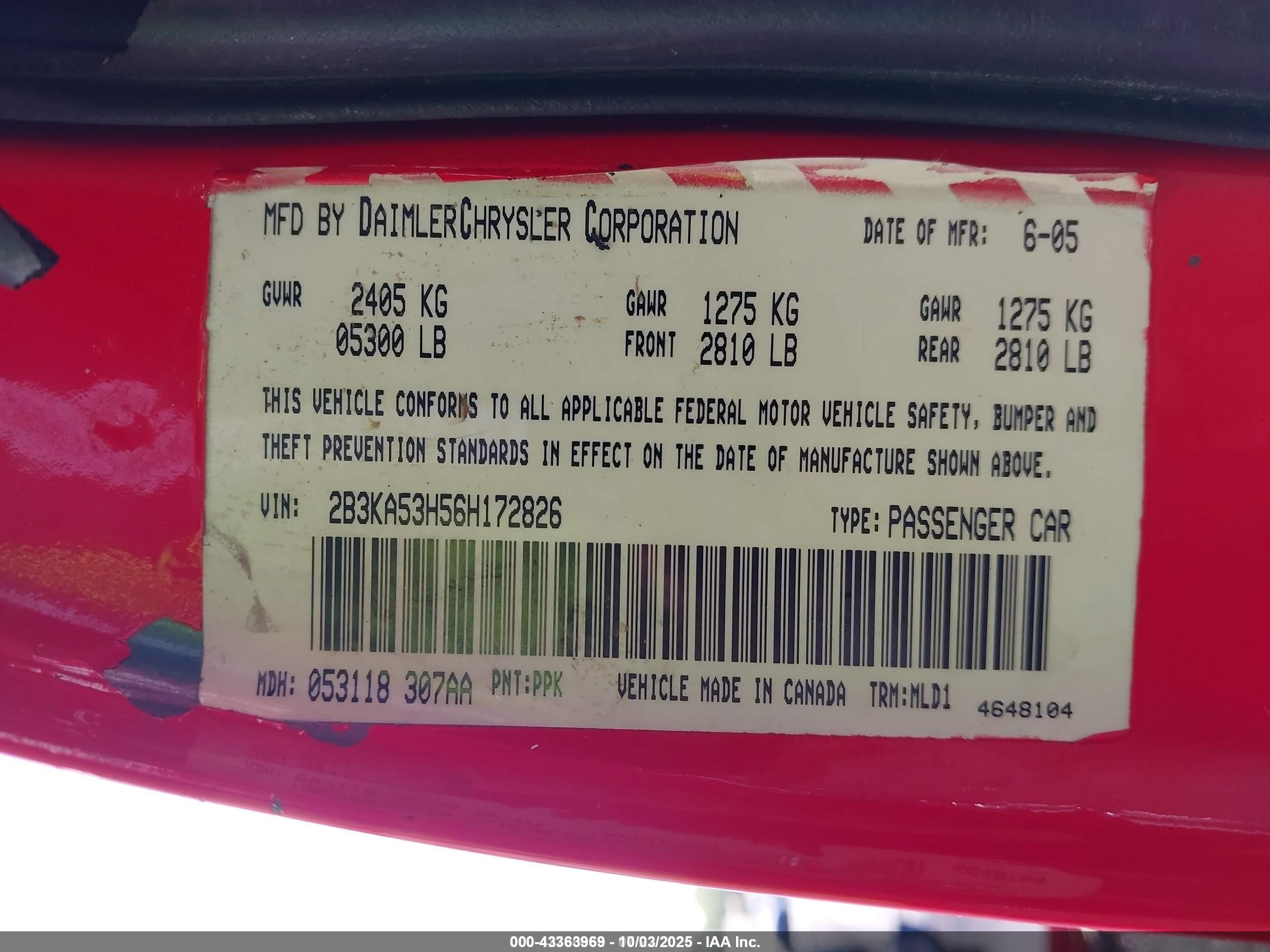2006 Dodge Charger Rt Red vin: 2B3KA53H56H172826