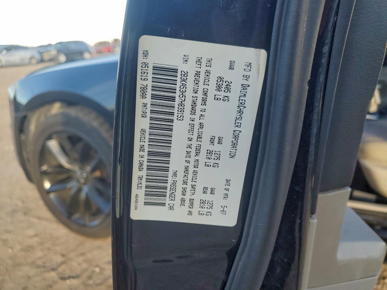 2007 Dodge Charger R/t Черный vin: 2B3KA53H57H839153